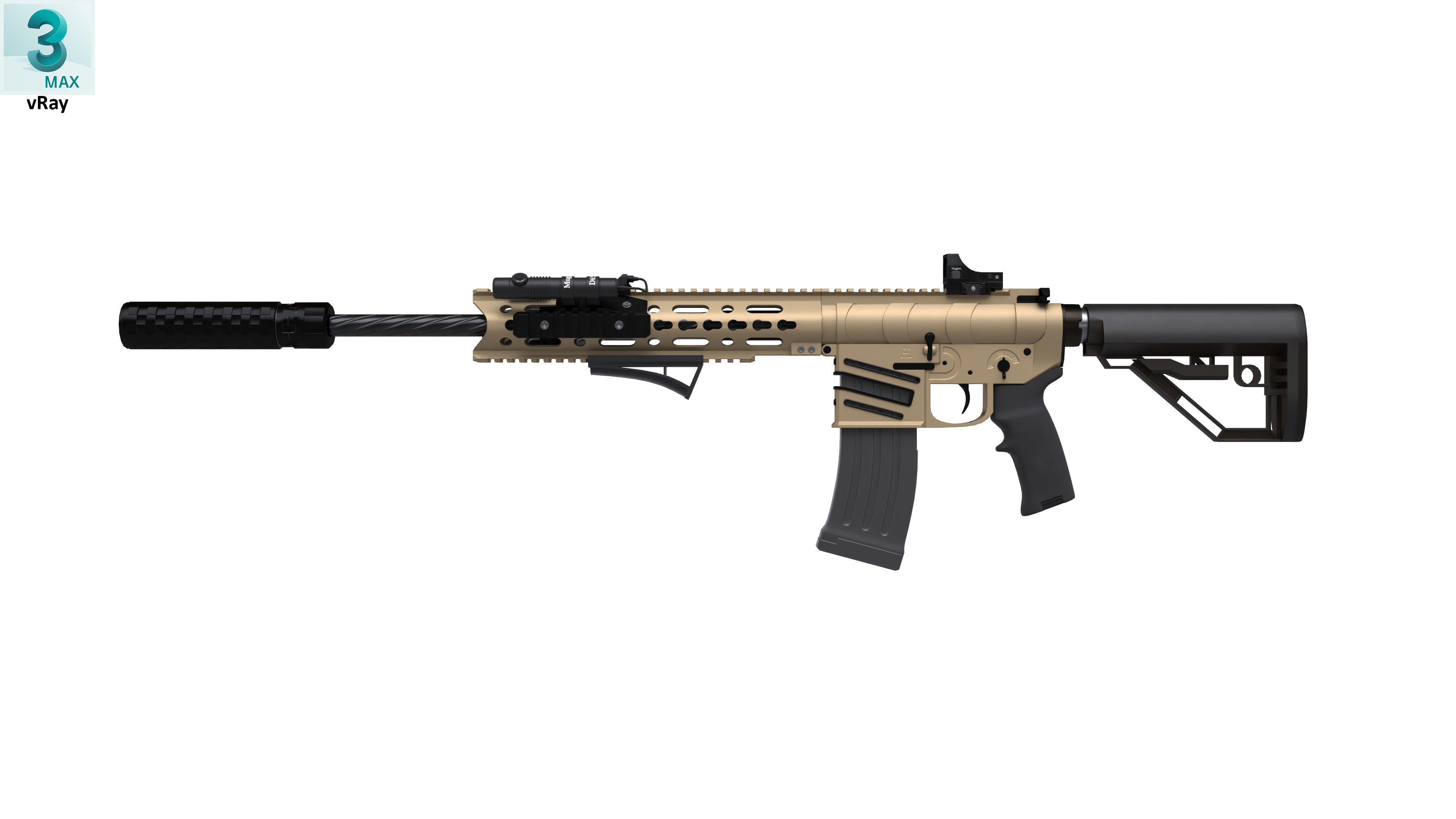 Assault Rifle 2 Low-poly 3D model_7