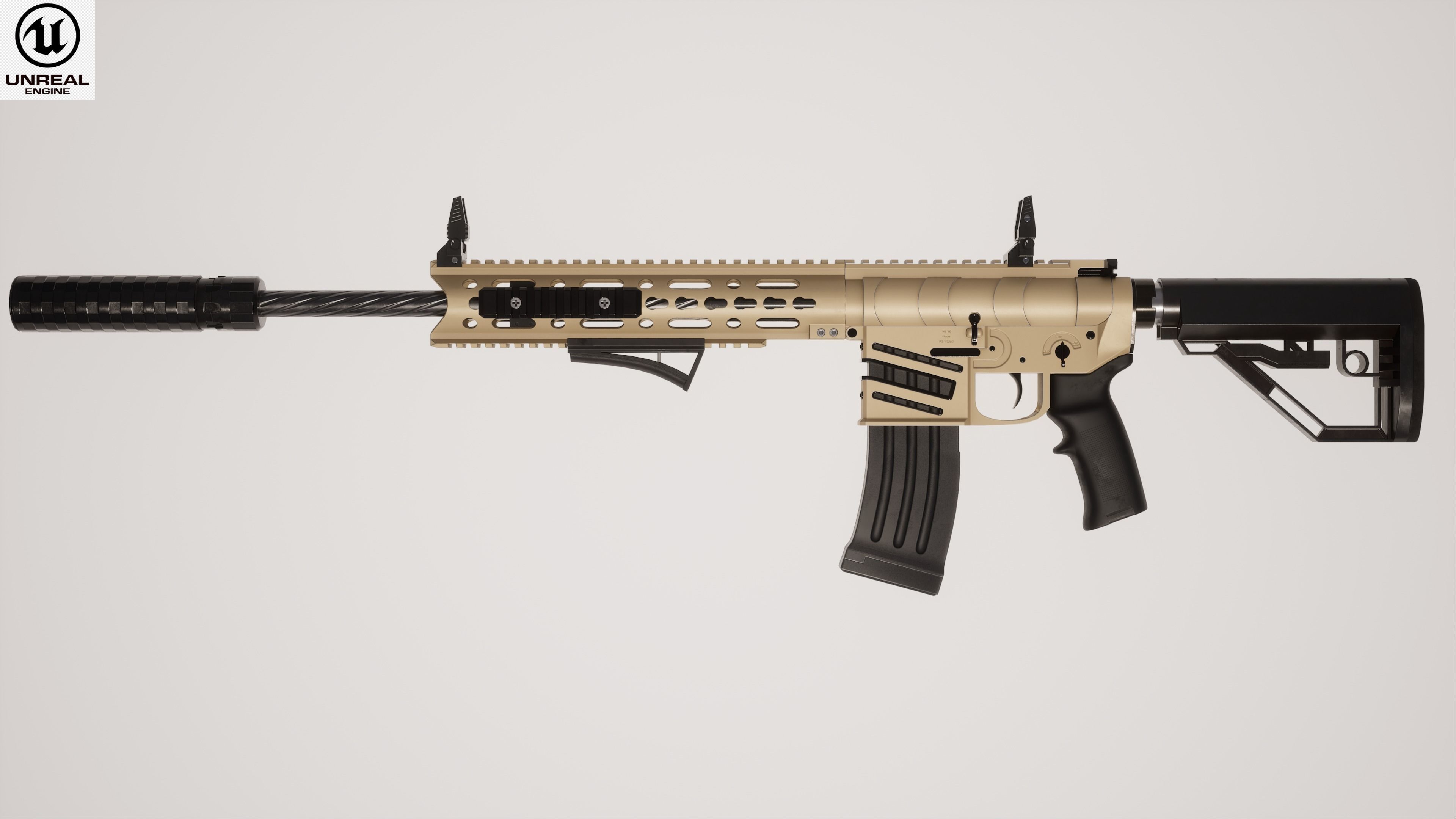 Assault Rifle 2 Low-poly 3D model_3