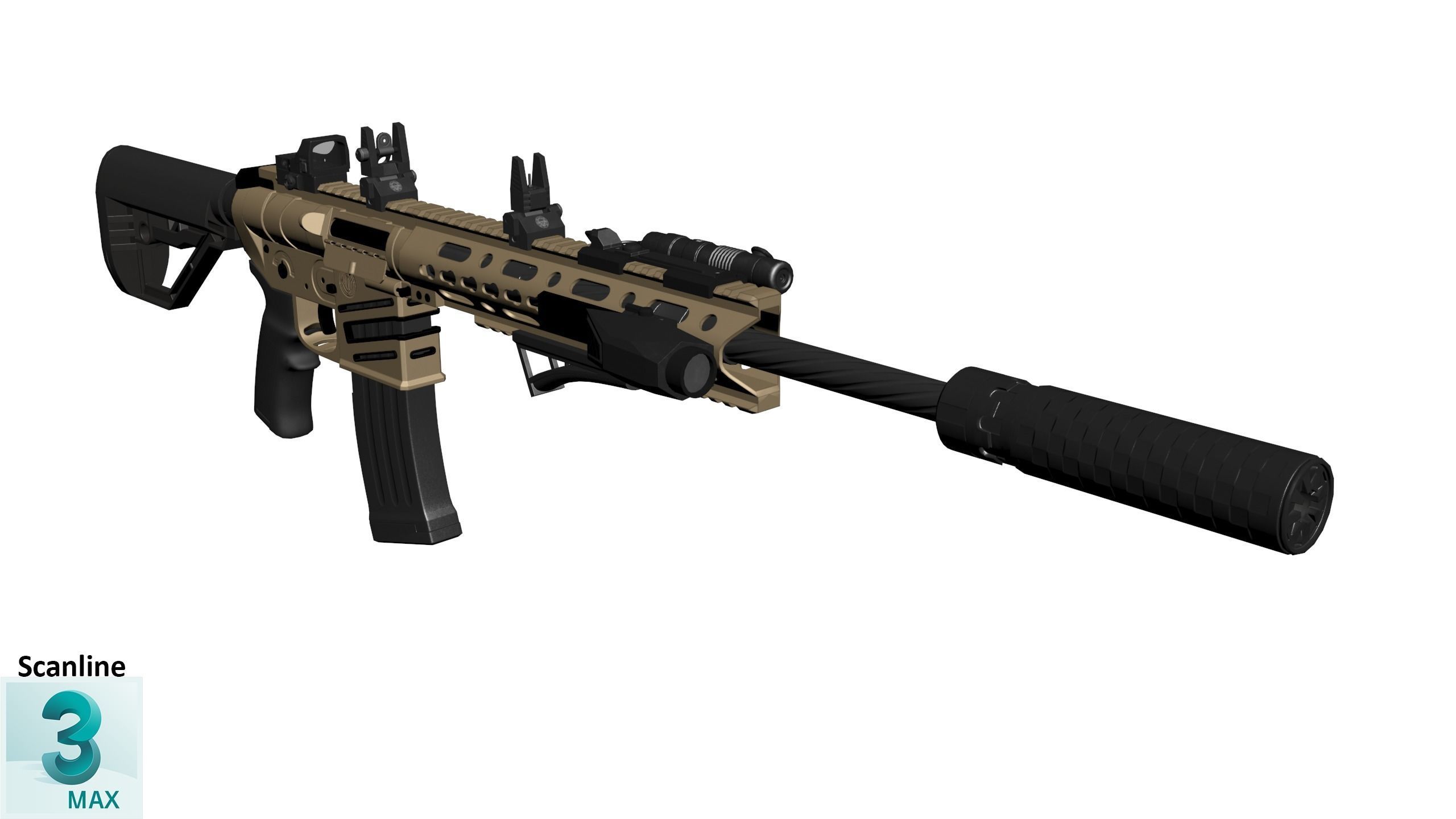 Assault Rifle 2 Low-poly 3D model_19