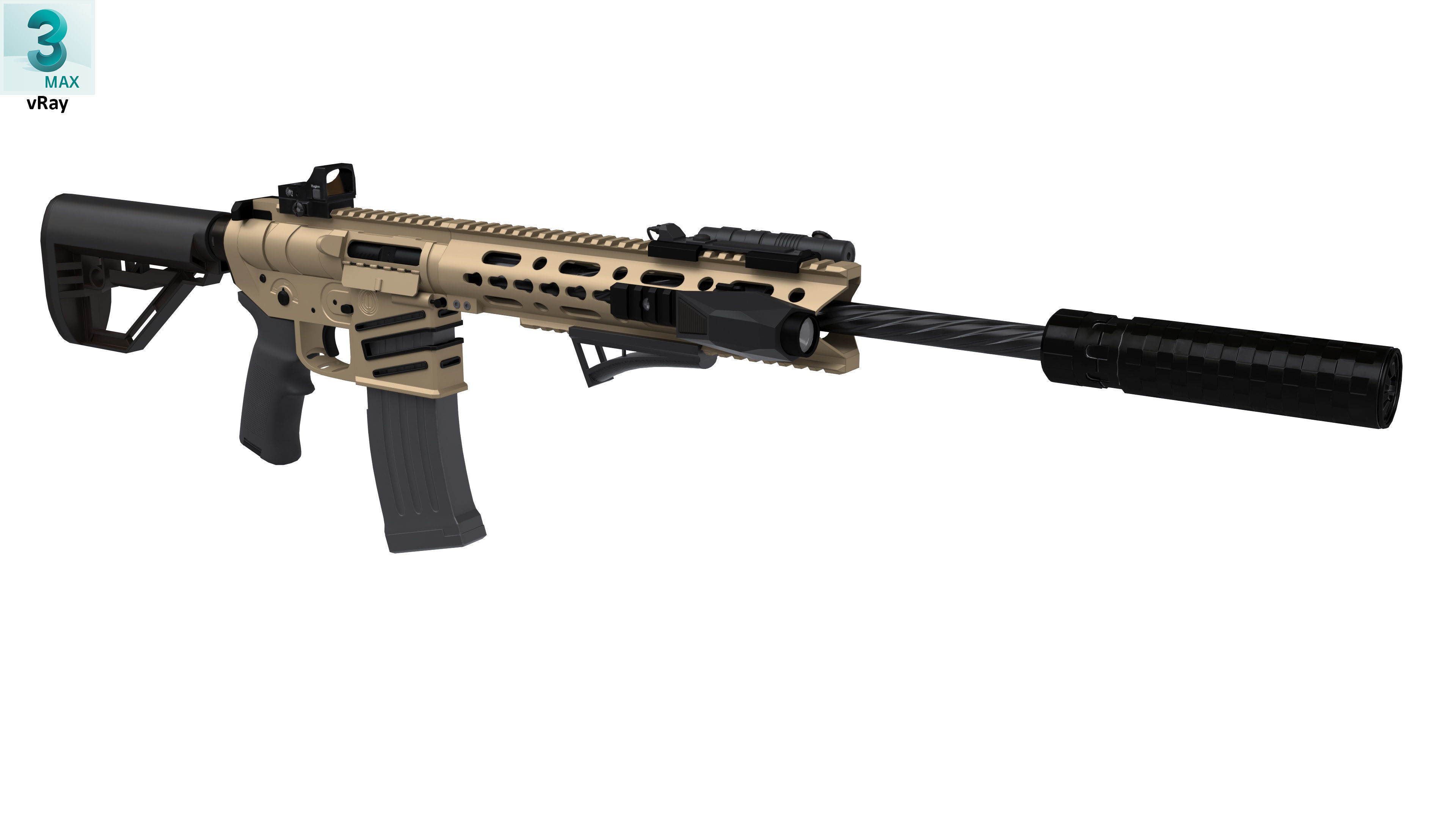 Assault Rifle 2 Low-poly 3D model_6