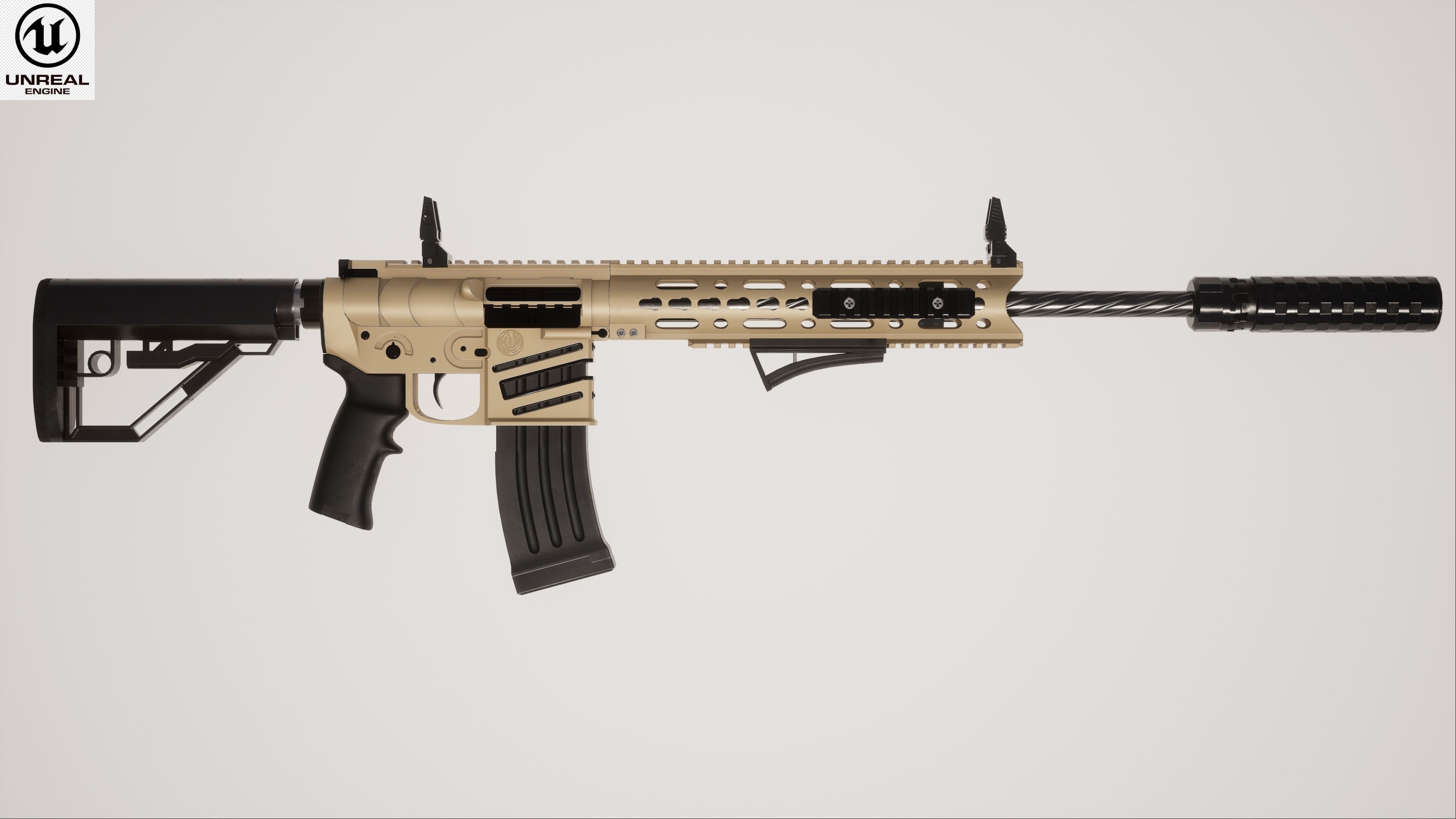 Assault Rifle 2 Low-poly 3D model_2