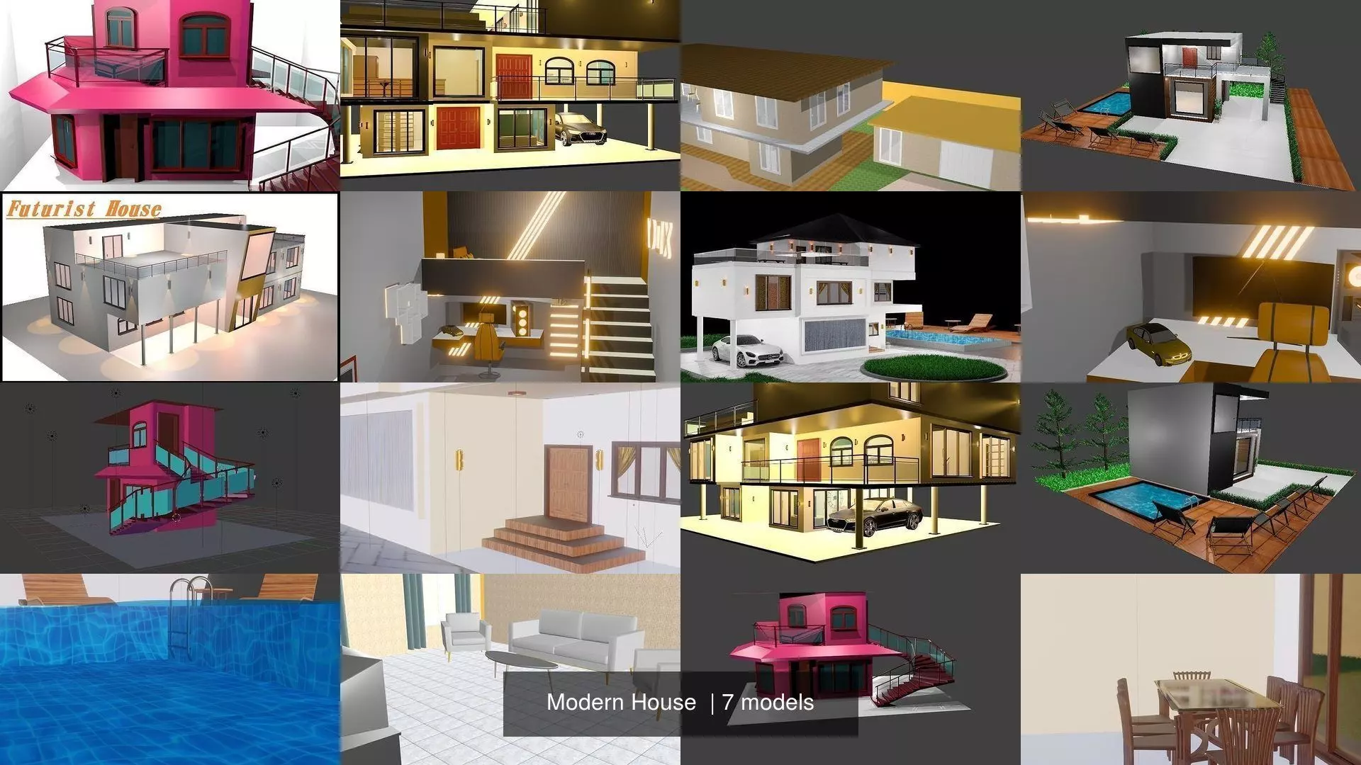Modern House  3D Model Collection_1