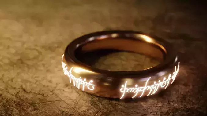 Elvish Magic Ring - Glowing Fantasy Artifact 3D Model