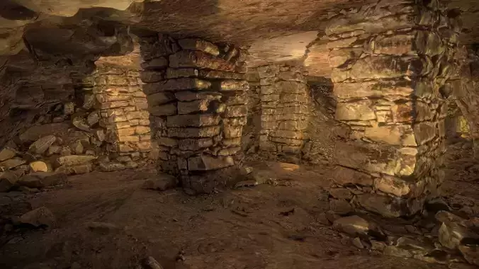 Old prehistoric underground mine excavation 3D model