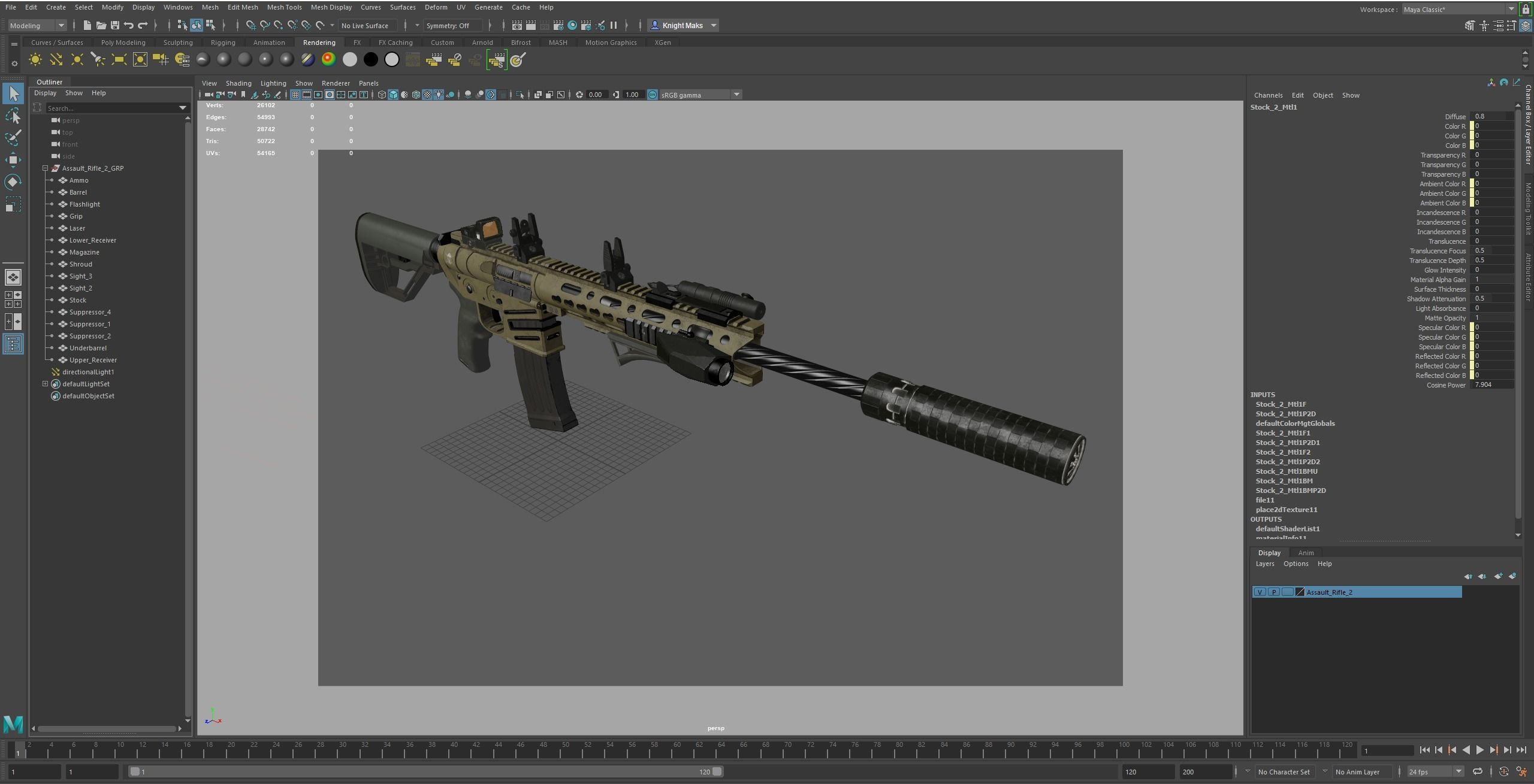 Assault Rifle 2 Used Low-poly 3D model_22