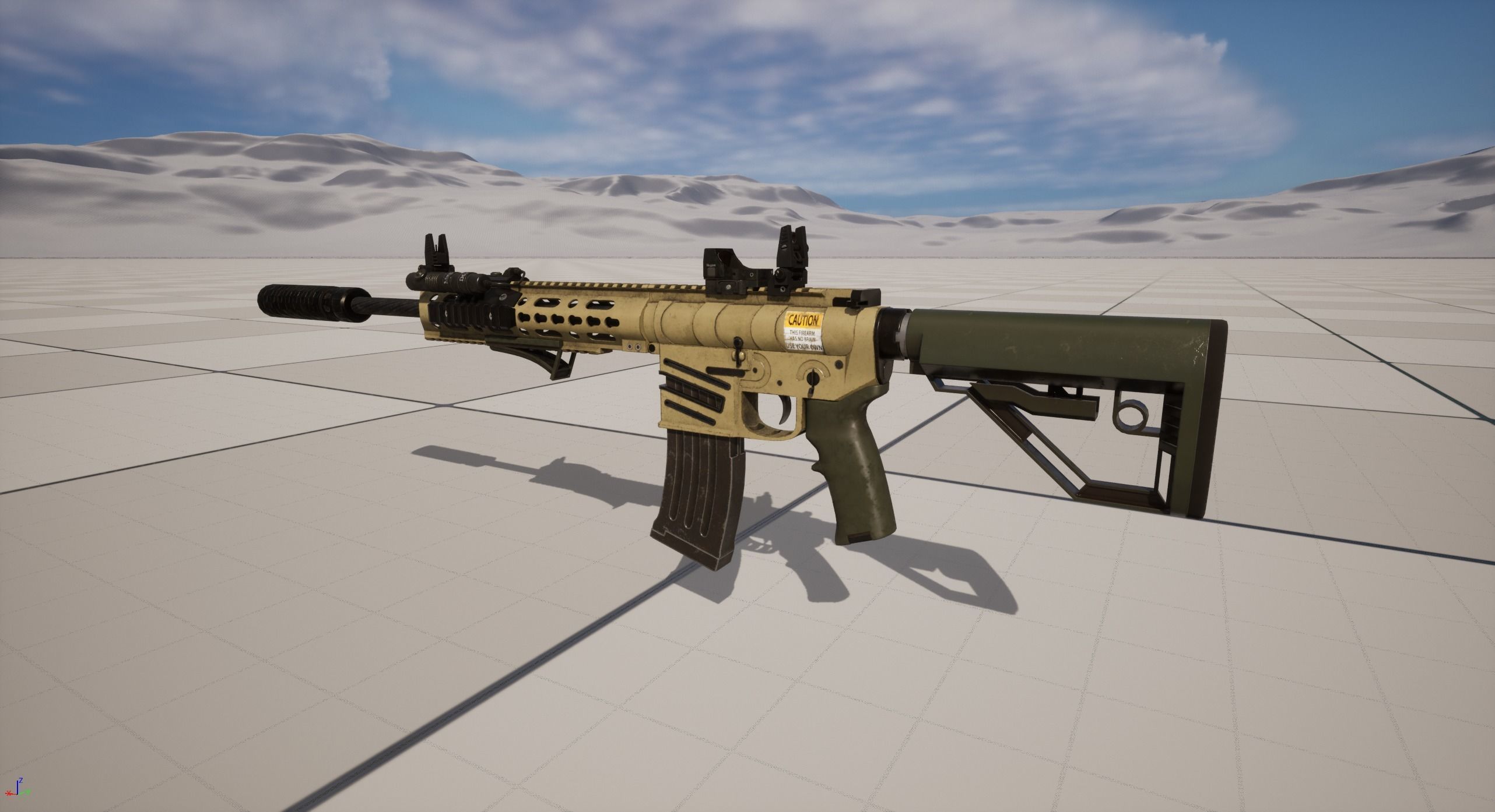 Assault Rifle 2 Used Low-poly 3D model_10