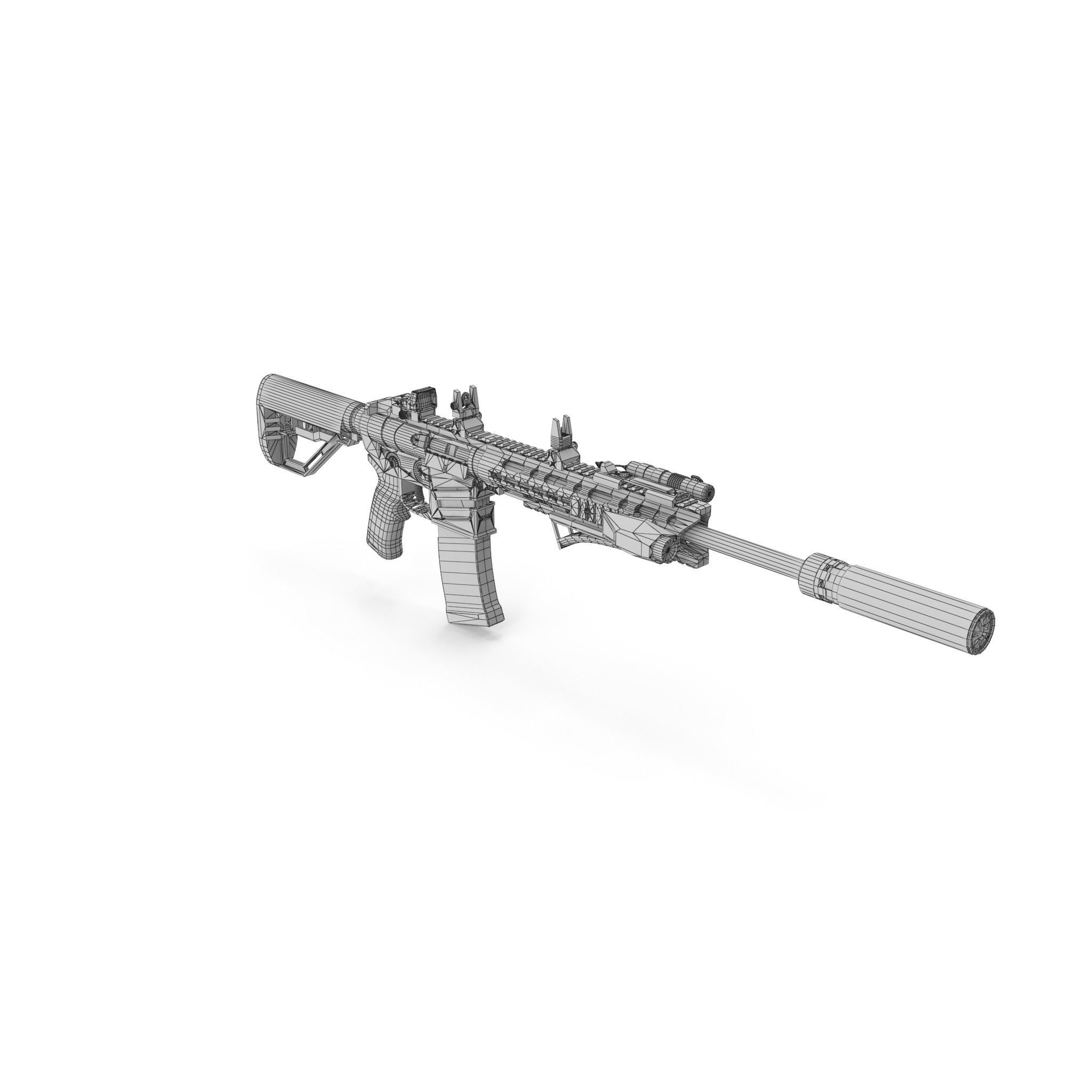 Assault Rifle 2 Used Low-poly 3D model_12