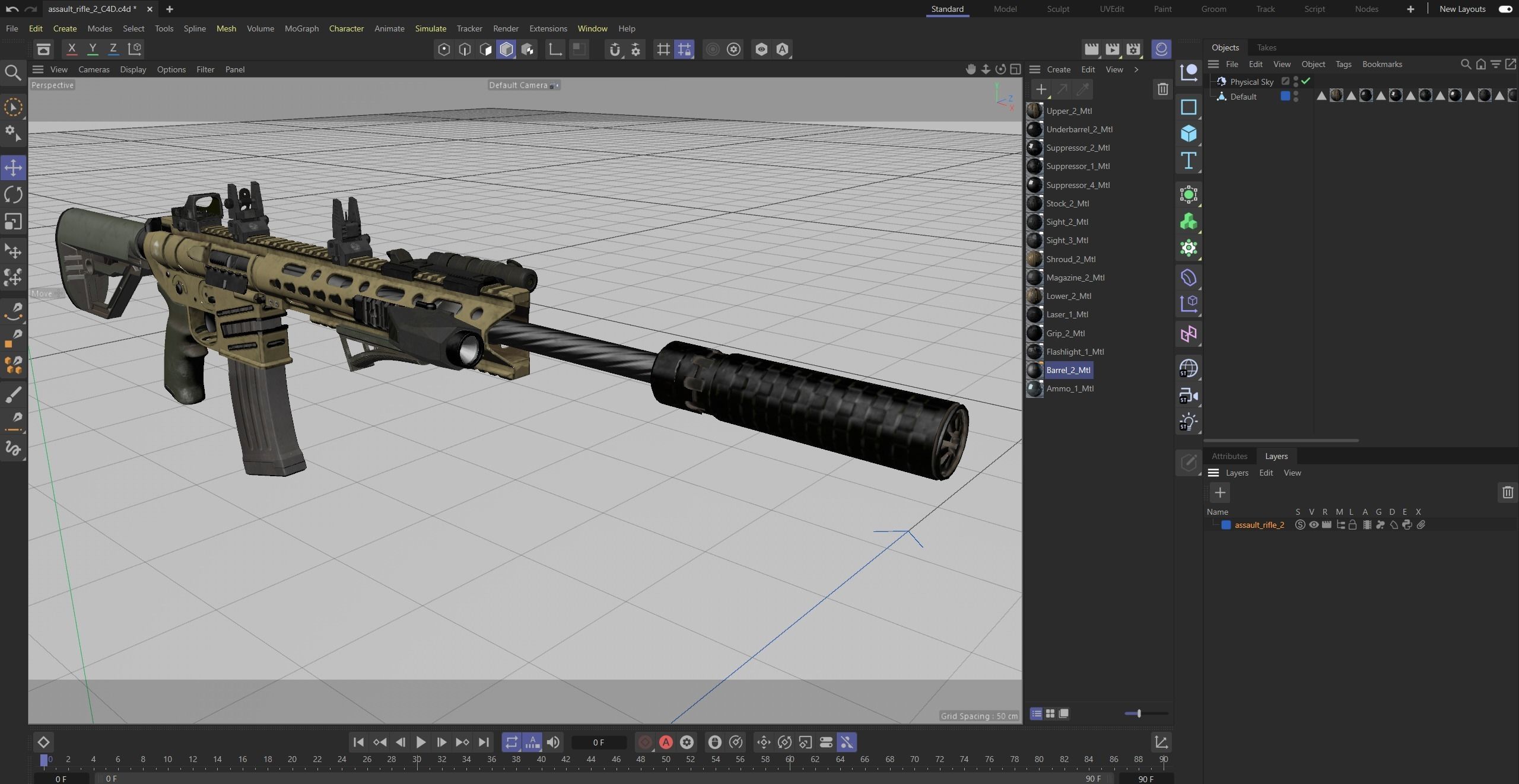 Assault Rifle 2 Used Low-poly 3D model_24