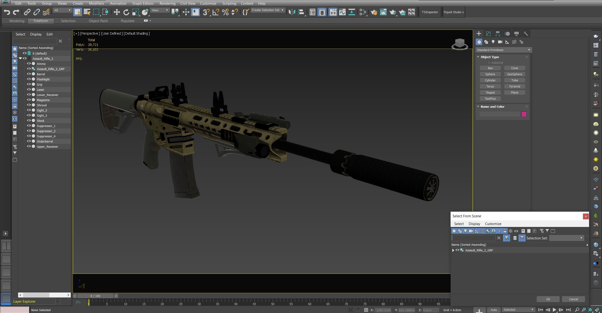 Assault Rifle 2 Used Low-poly 3D model_20