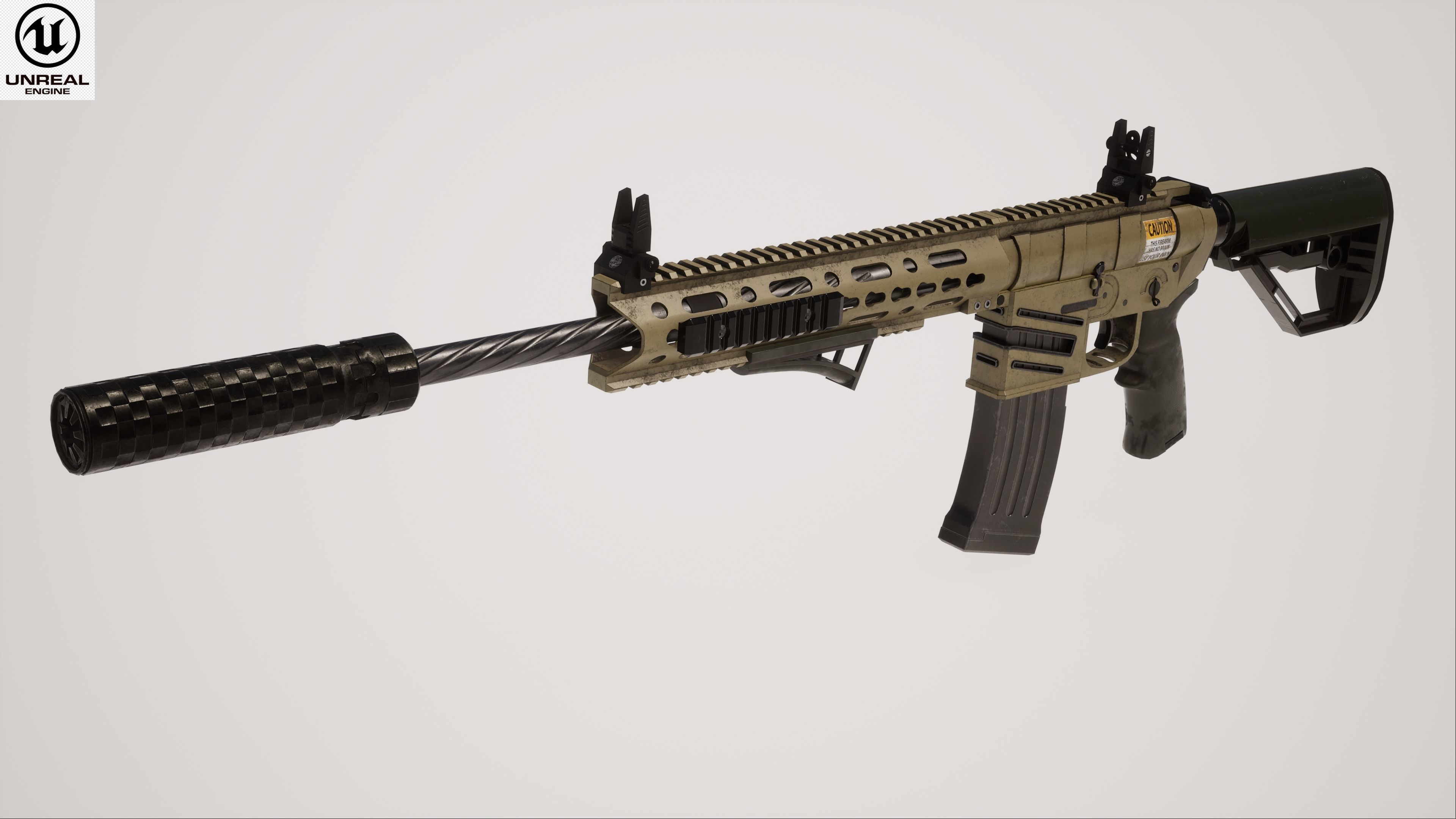 Assault Rifle 2 Used Low-poly 3D model_1