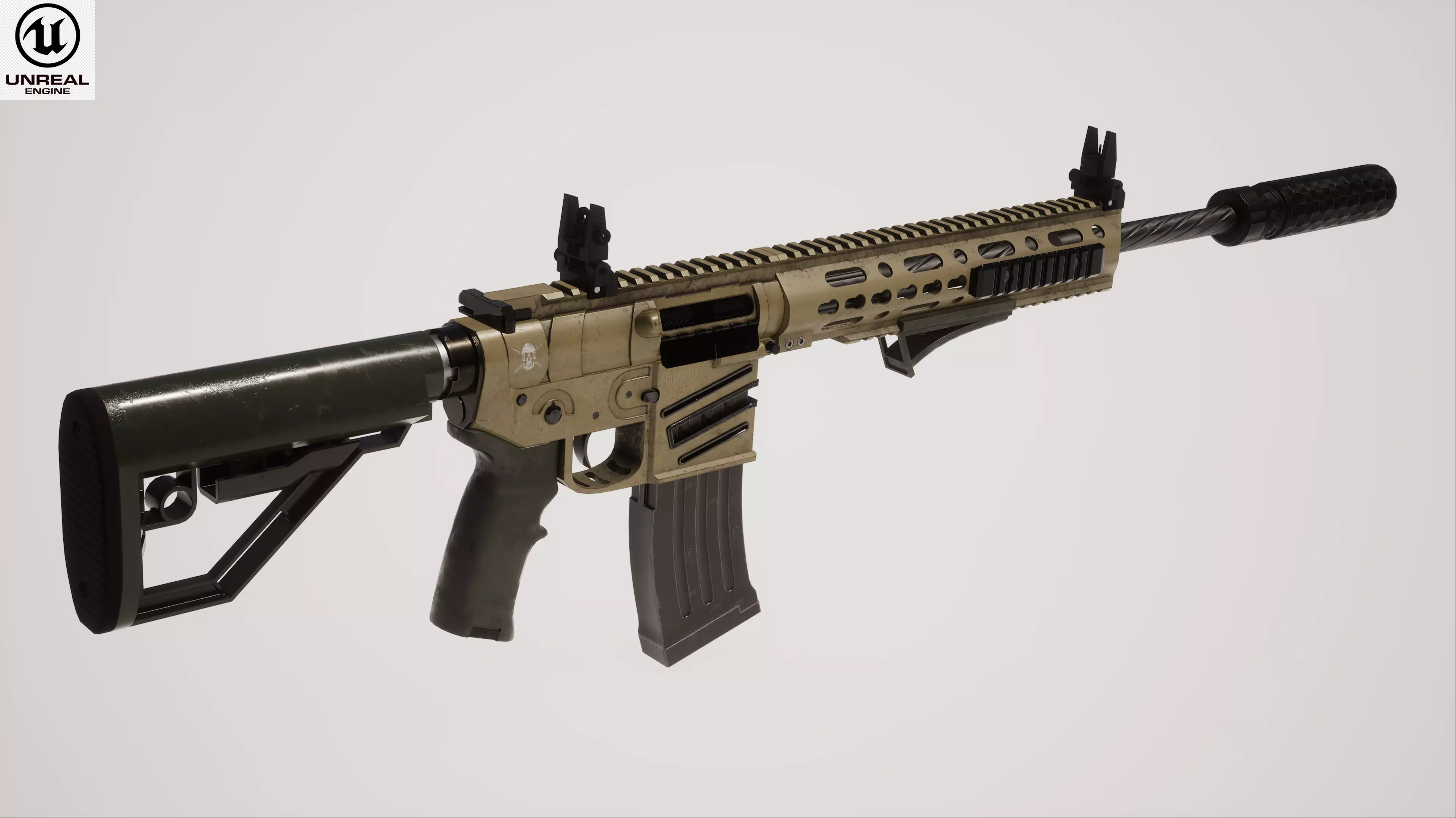 Assault Rifle 2 Used Low-poly 3D model_0