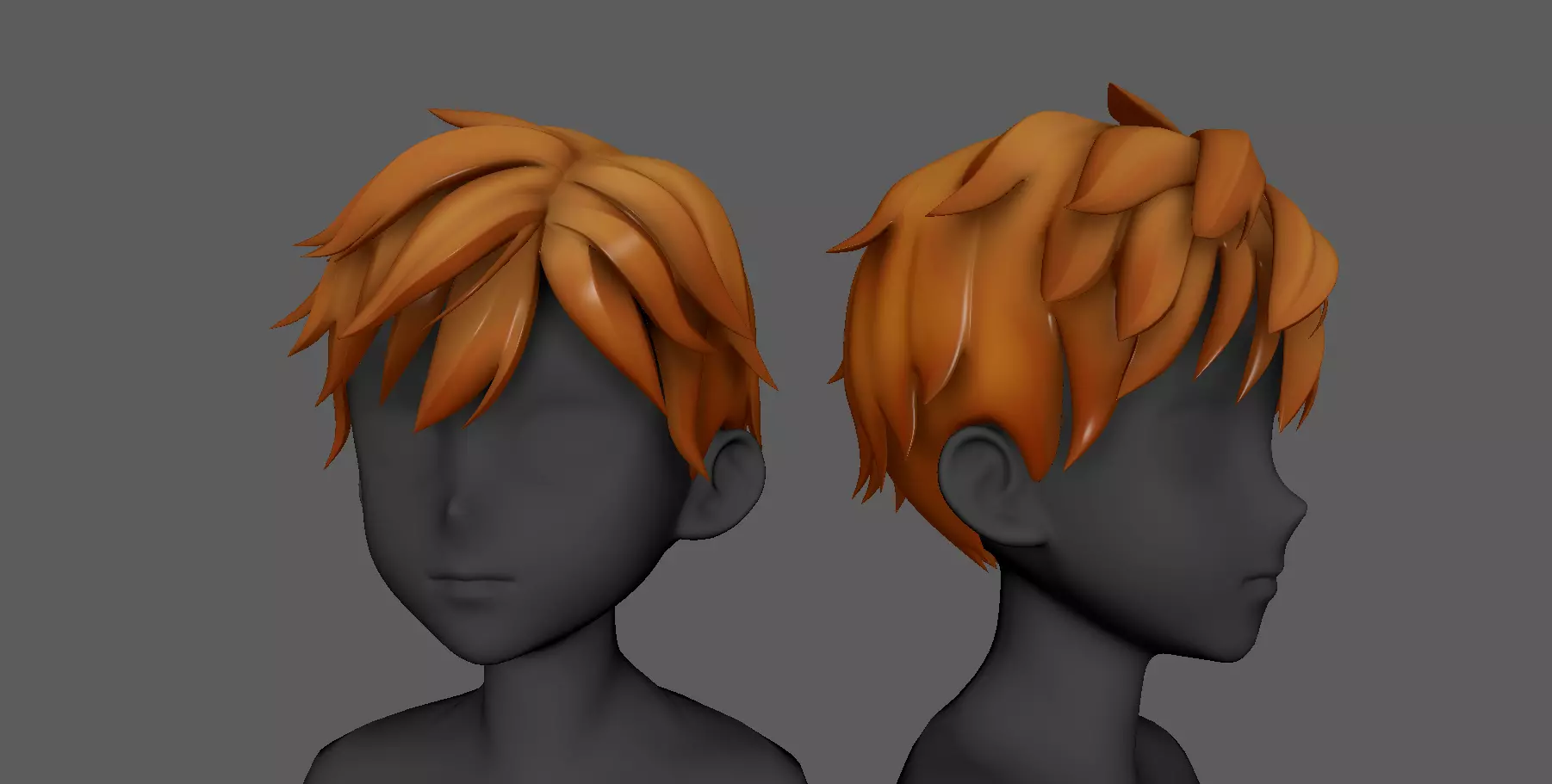Anime hair style 22 for Man and boy Low-poly 3D model
