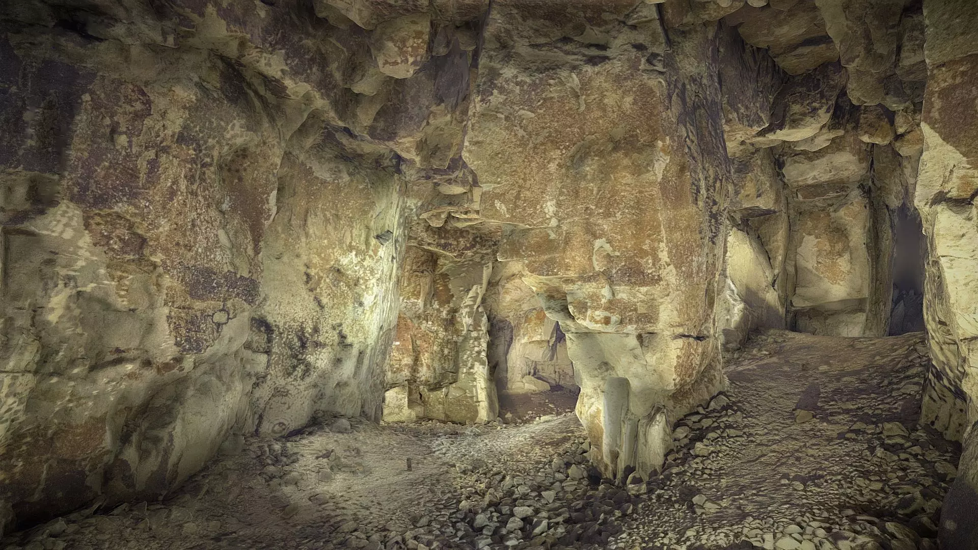 Old stone chamber mine excavation 3D model_0