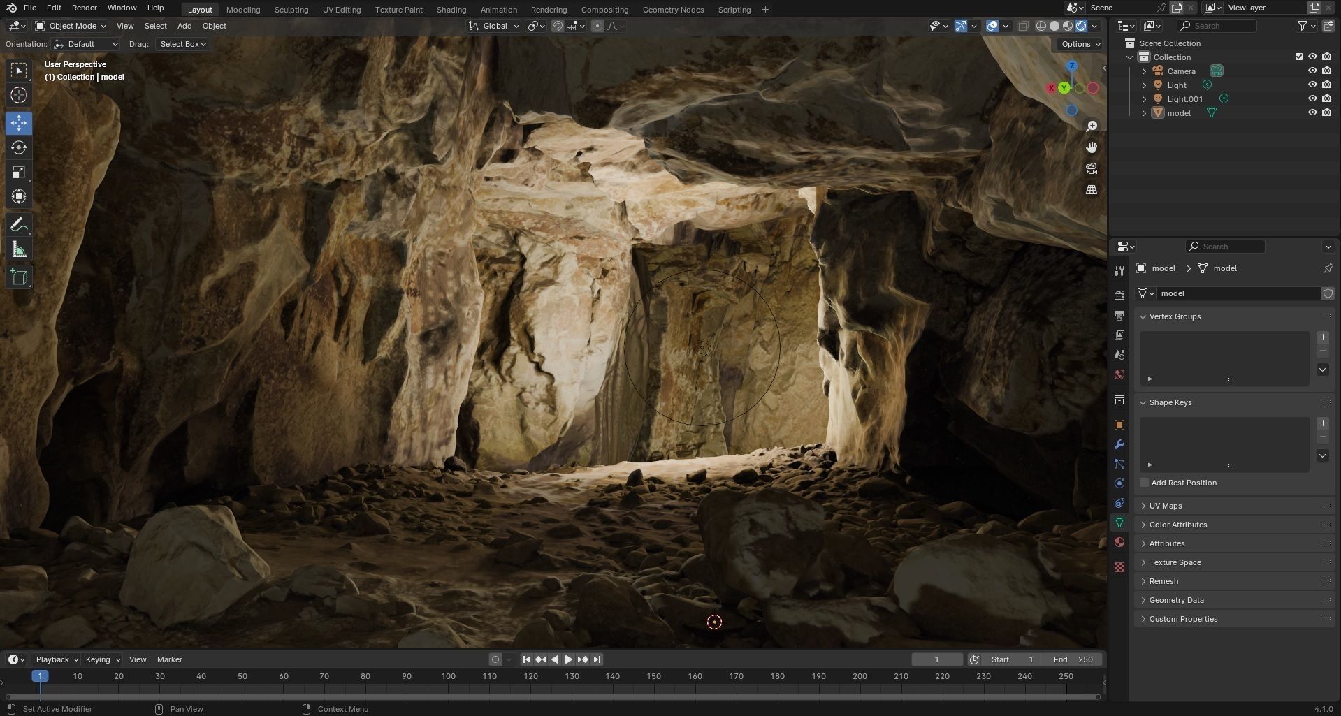Old stone chamber mine excavation 3D model_13