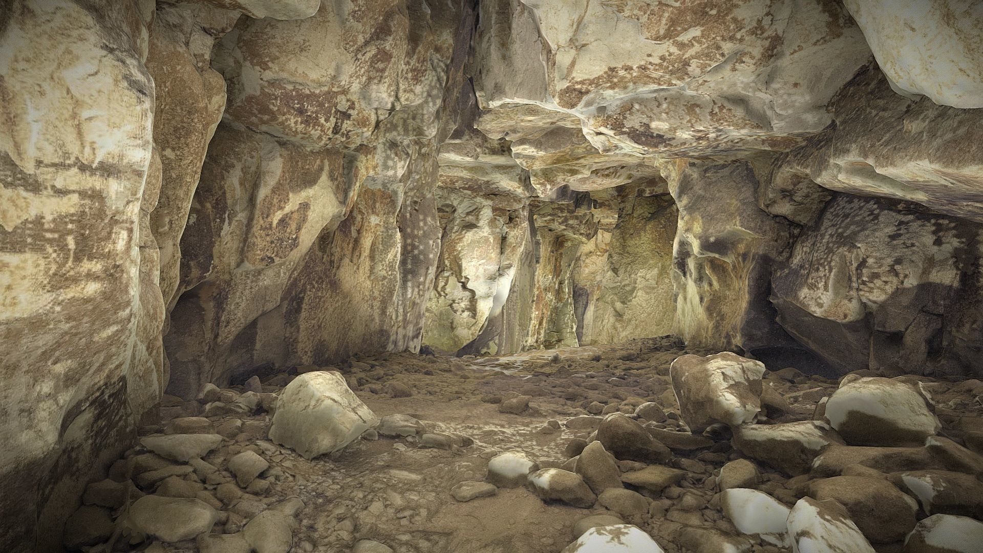 Old stone chamber mine excavation 3D model_3