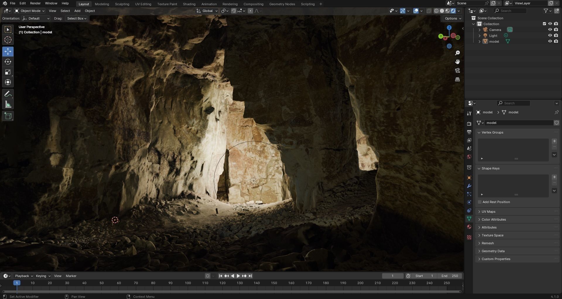 Old stone chamber mine excavation 3D model_11