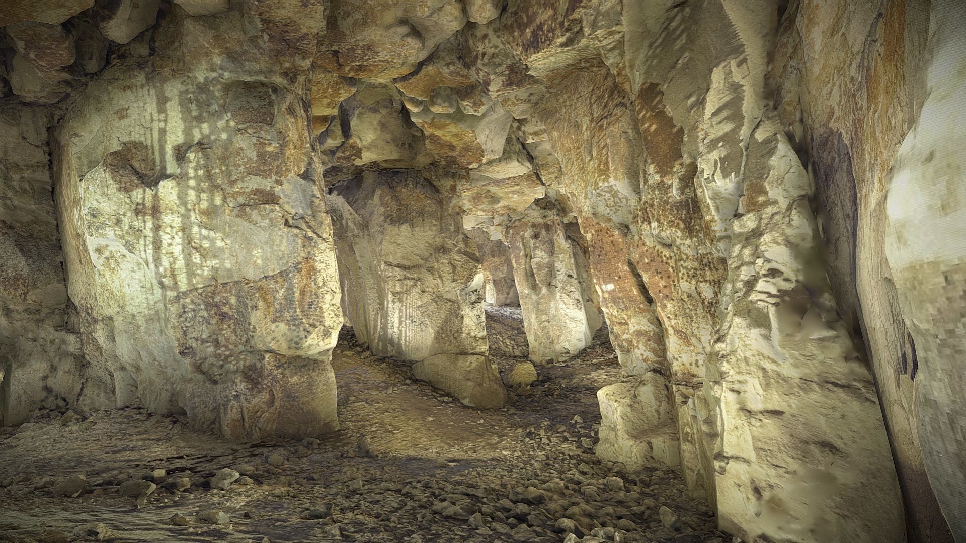 Old stone chamber mine excavation 3D model_1