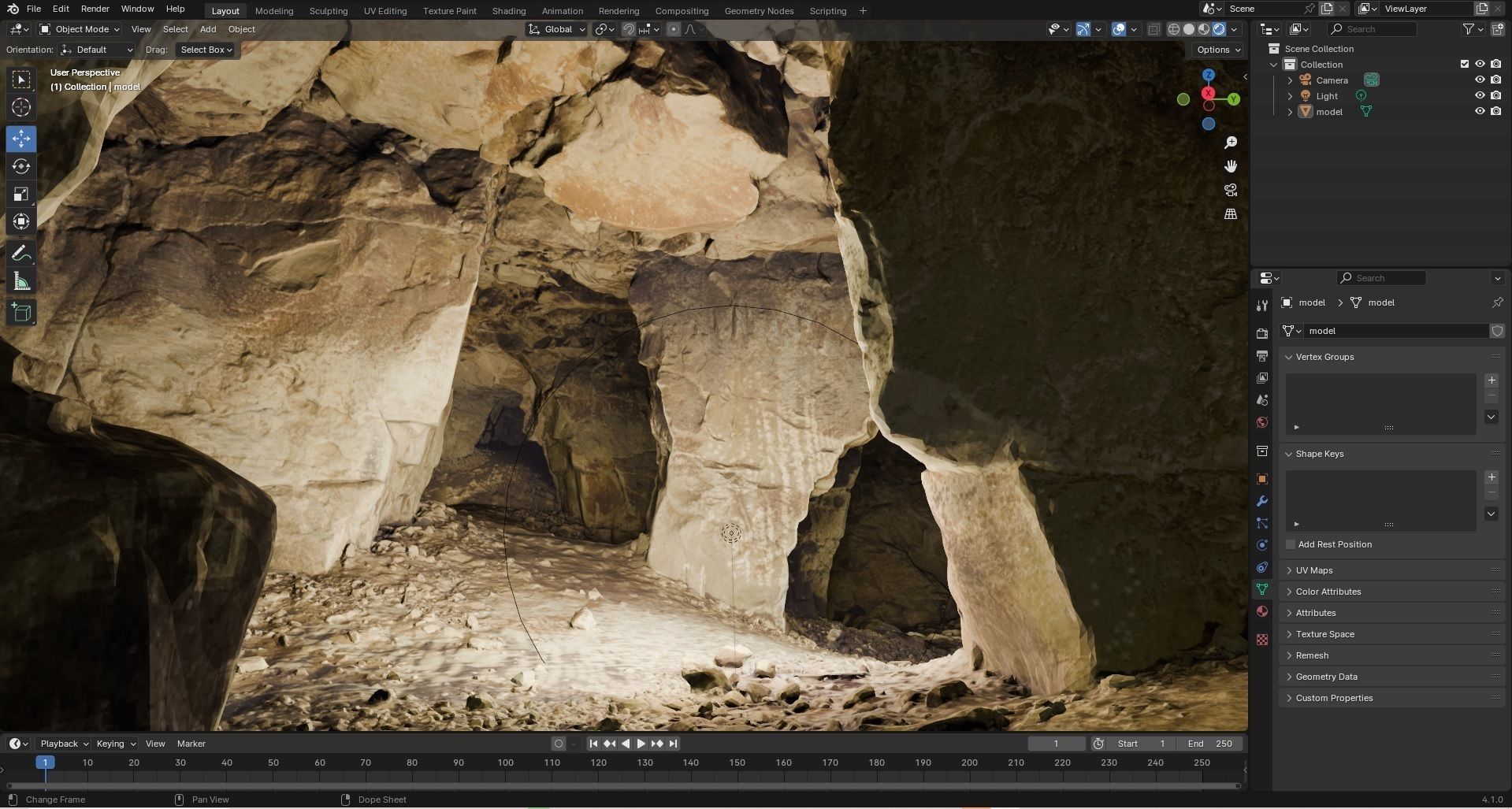 Old stone chamber mine excavation 3D model_12