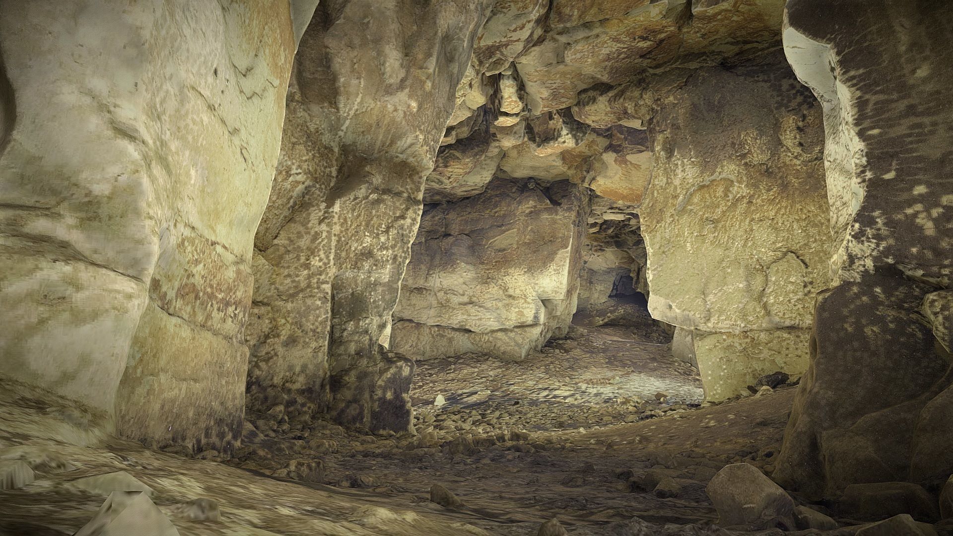 Old stone chamber mine excavation 3D model_2