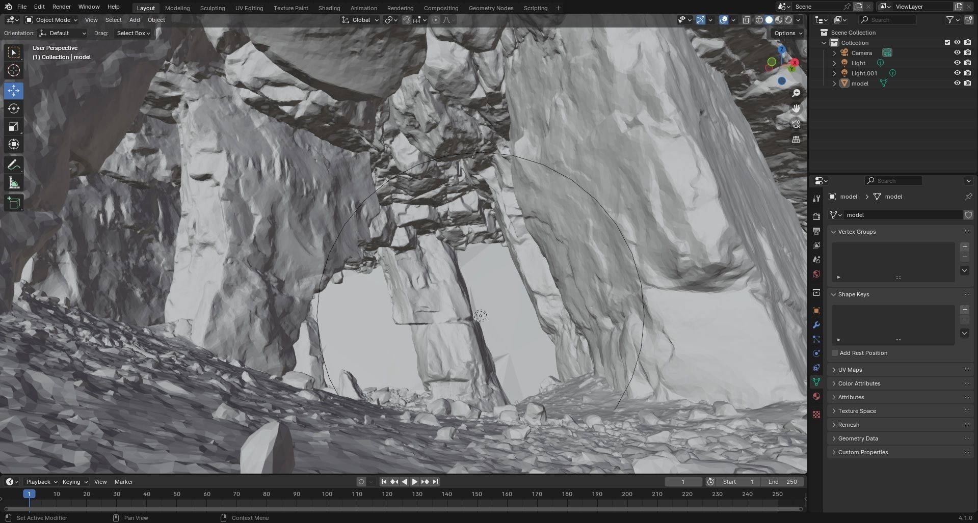 Old stone chamber mine excavation 3D model_9