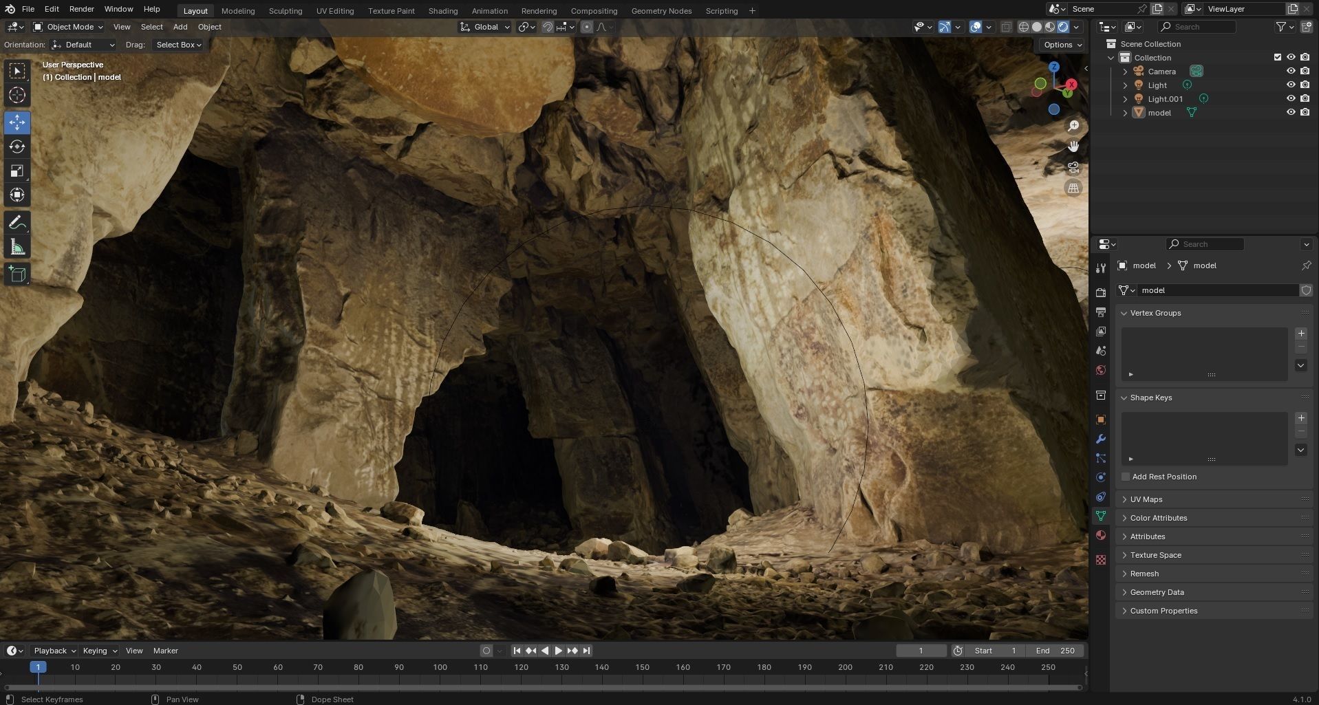 Old stone chamber mine excavation 3D model_10