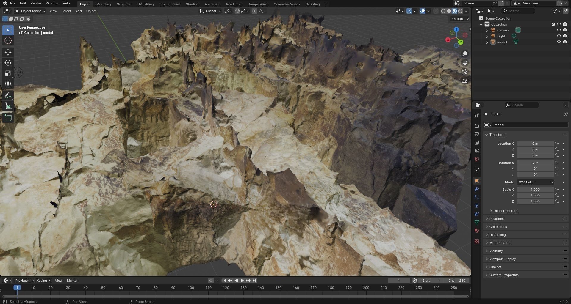 Old stone chamber mine excavation 3D model_7