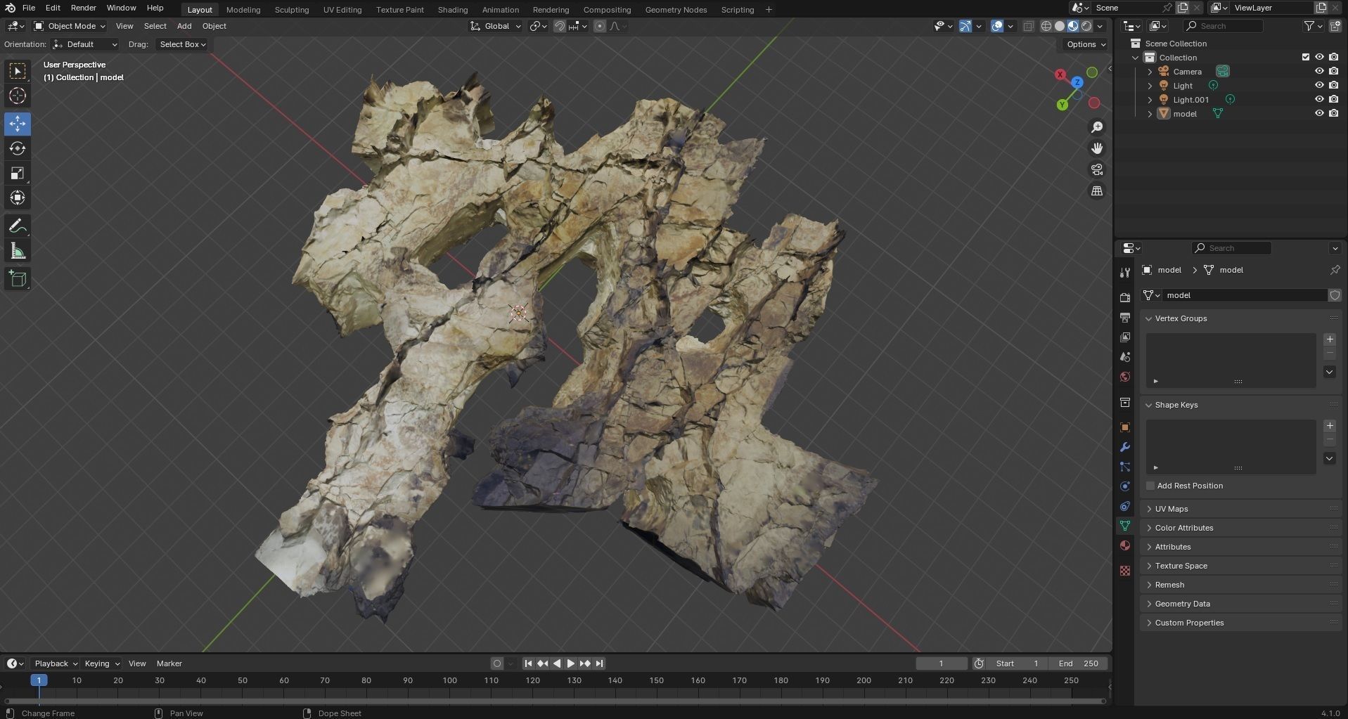 Old stone chamber mine excavation 3D model_6