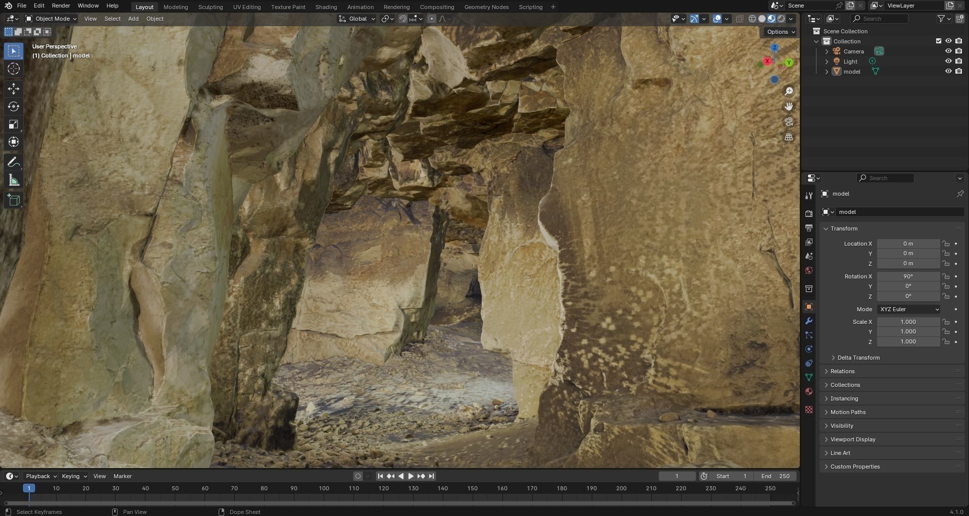 Old stone chamber mine excavation 3D model_8