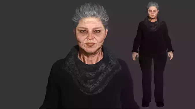 Grandma Nina Ver 2 - AAA Old Woman Realistic Character  Low-poly 3D model
