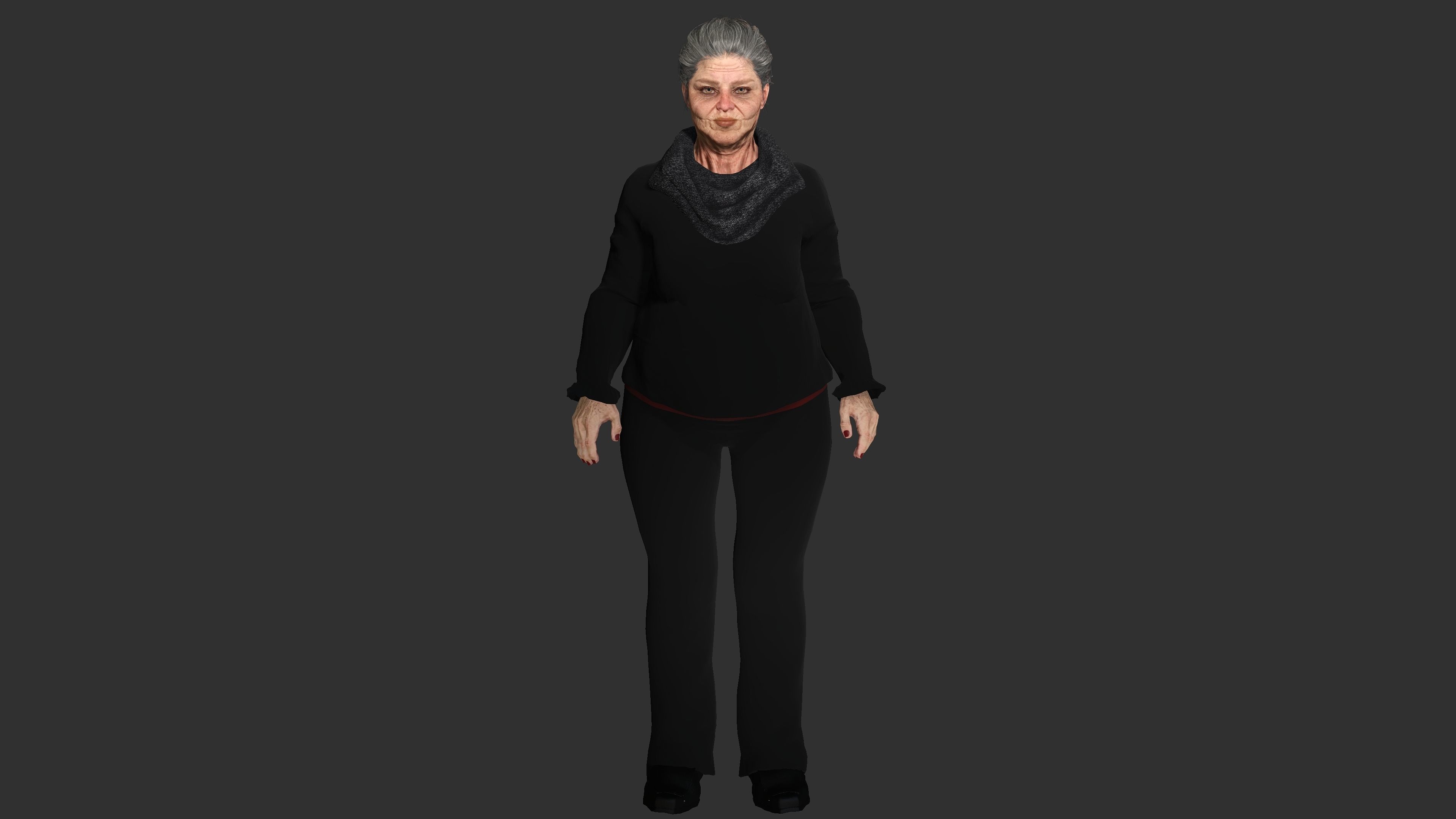 Grandma Nina Ver 2 - AAA Old Woman Realistic Character  Low-poly 3D model_1