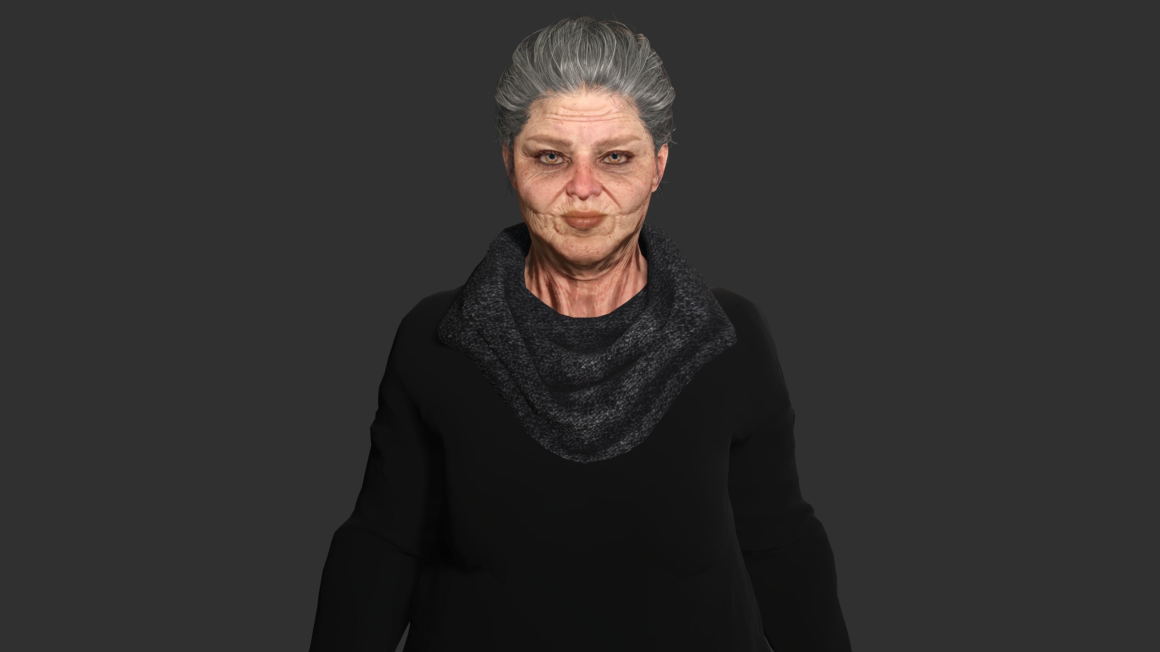 Grandma Nina Ver 2 - AAA Old Woman Realistic Character  Low-poly 3D model_4