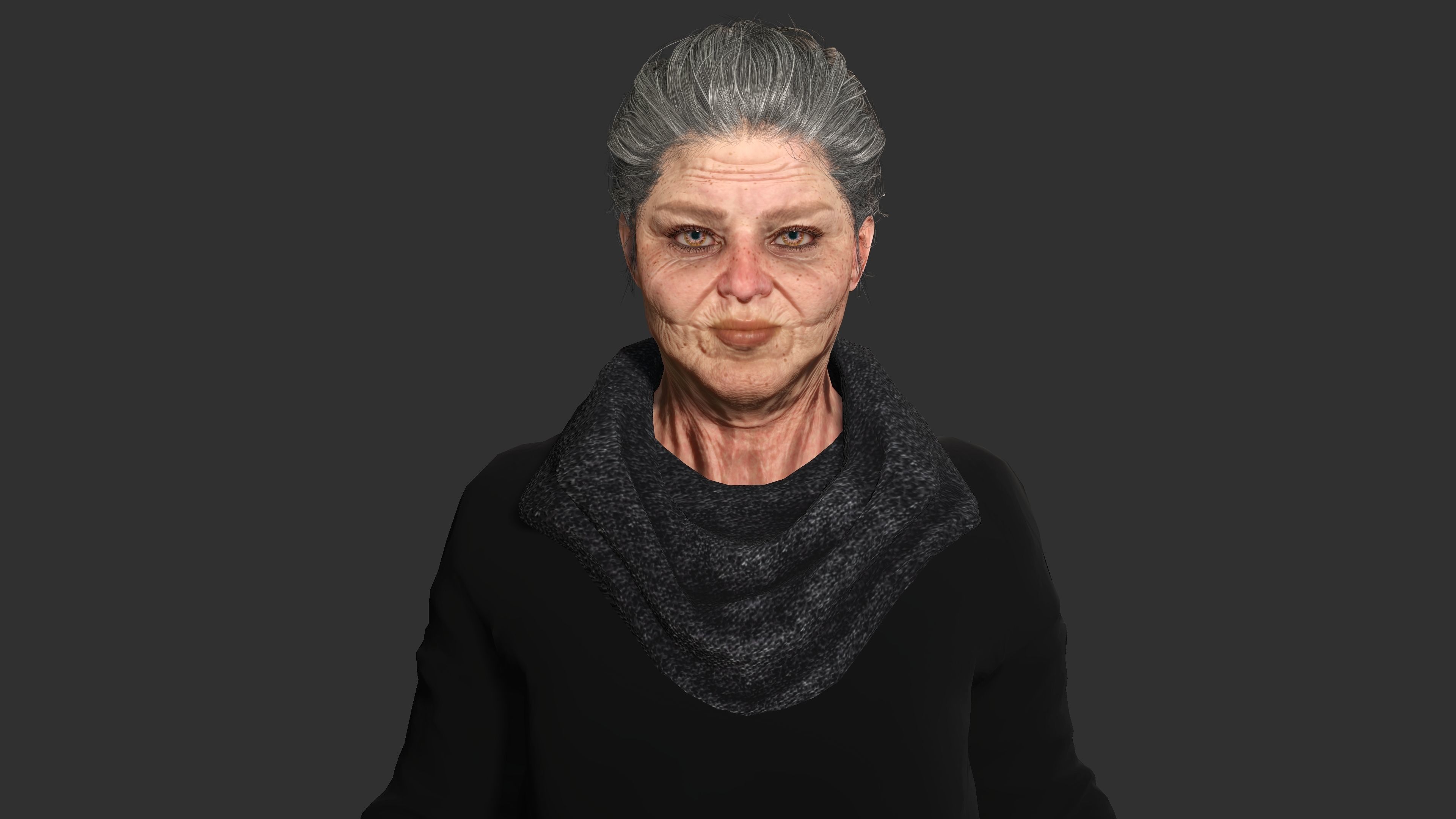 Grandma Nina Ver 2 - AAA Old Woman Realistic Character  Low-poly 3D model_5