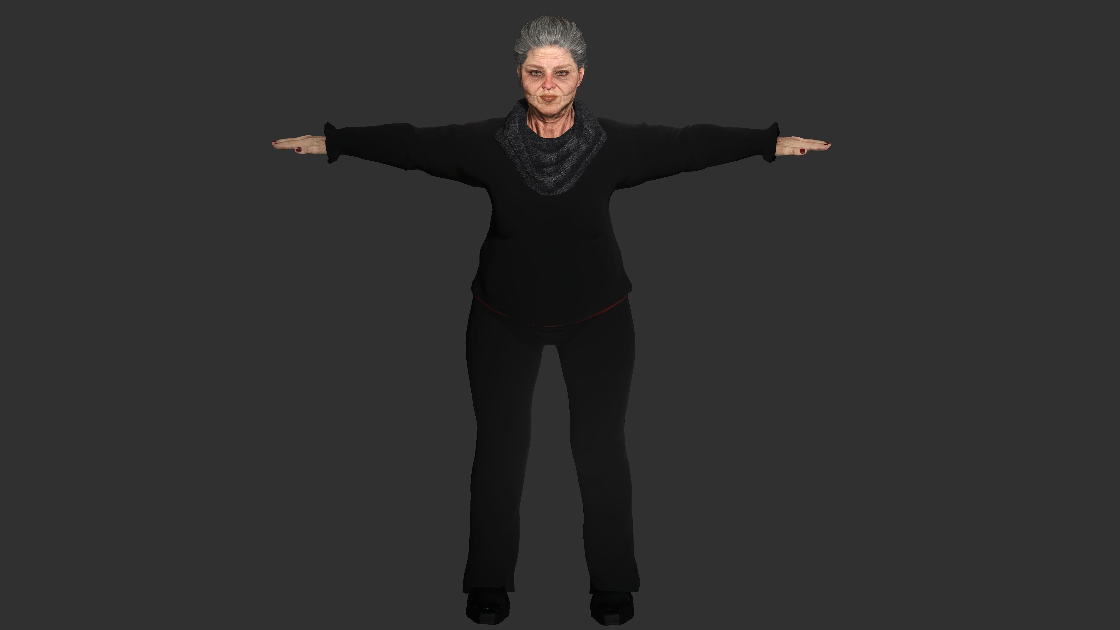 Grandma Nina Ver 2 - AAA Old Woman Realistic Character  Low-poly 3D model_10