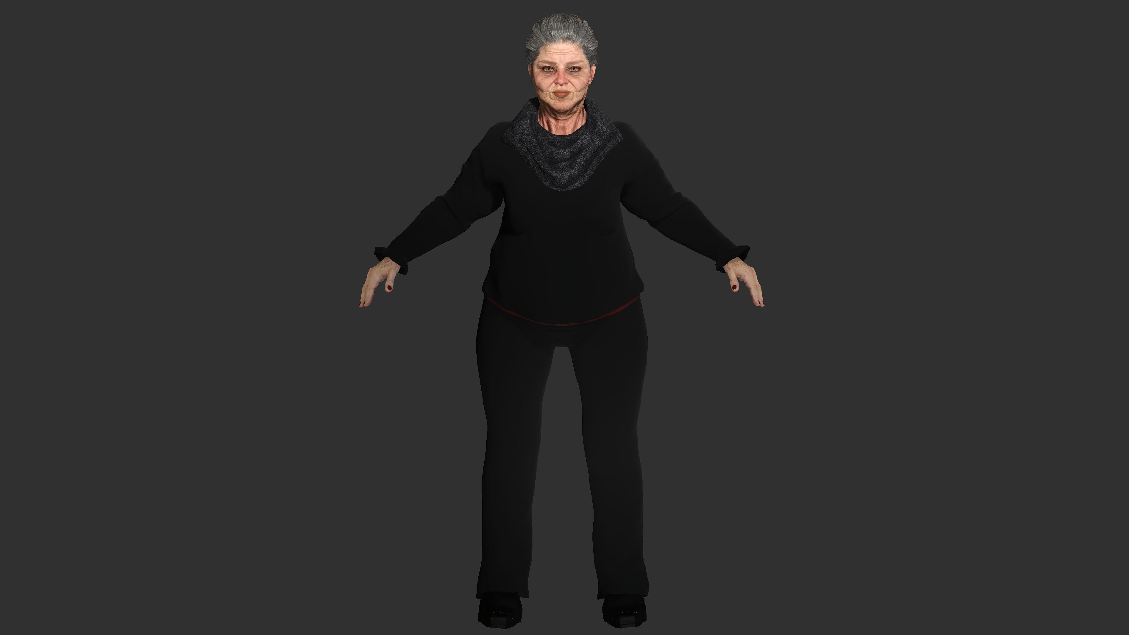 Grandma Nina Ver 2 - AAA Old Woman Realistic Character  Low-poly 3D model_7