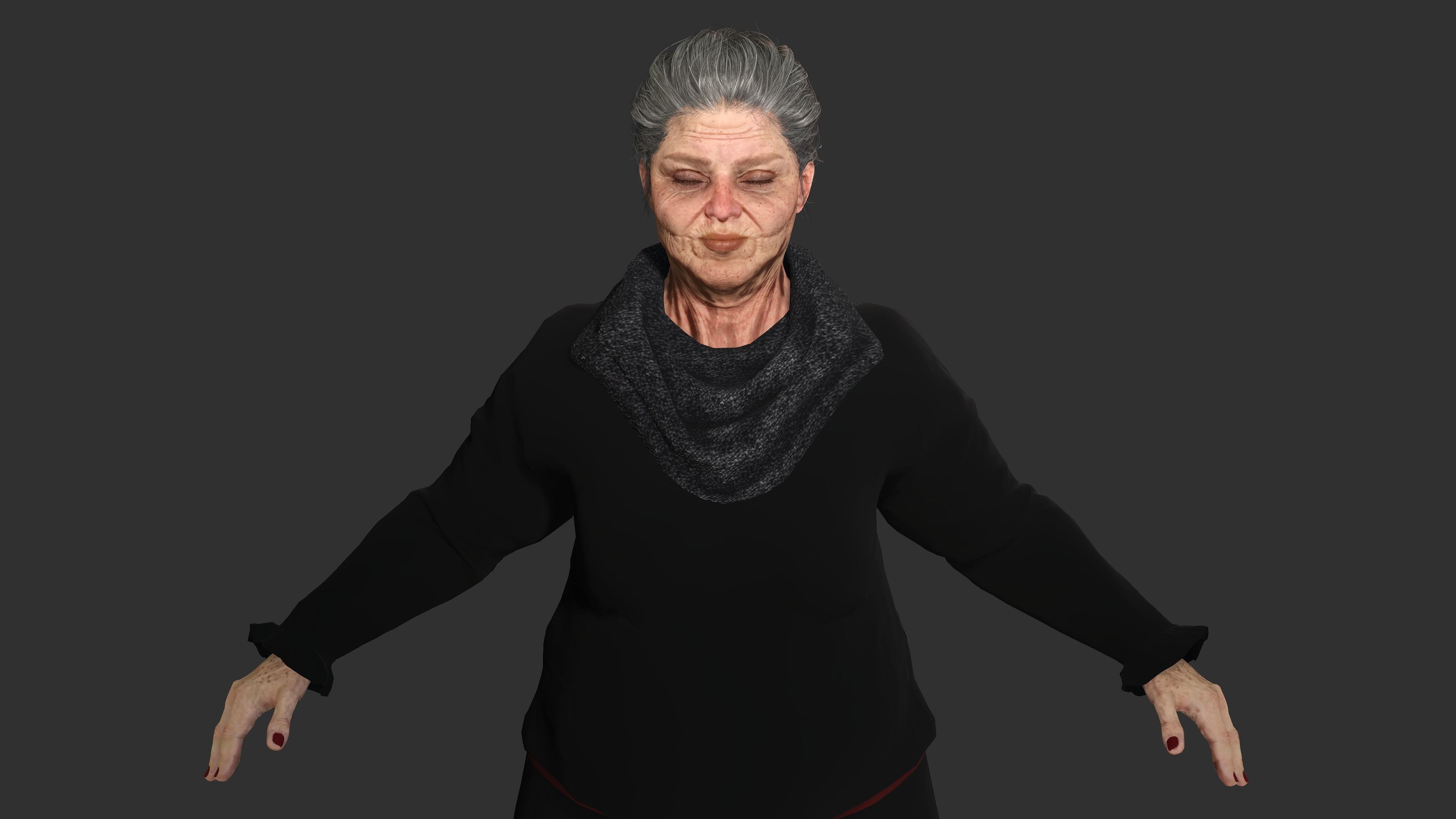 Grandma Nina Ver 2 - AAA Old Woman Realistic Character  Low-poly 3D model_8