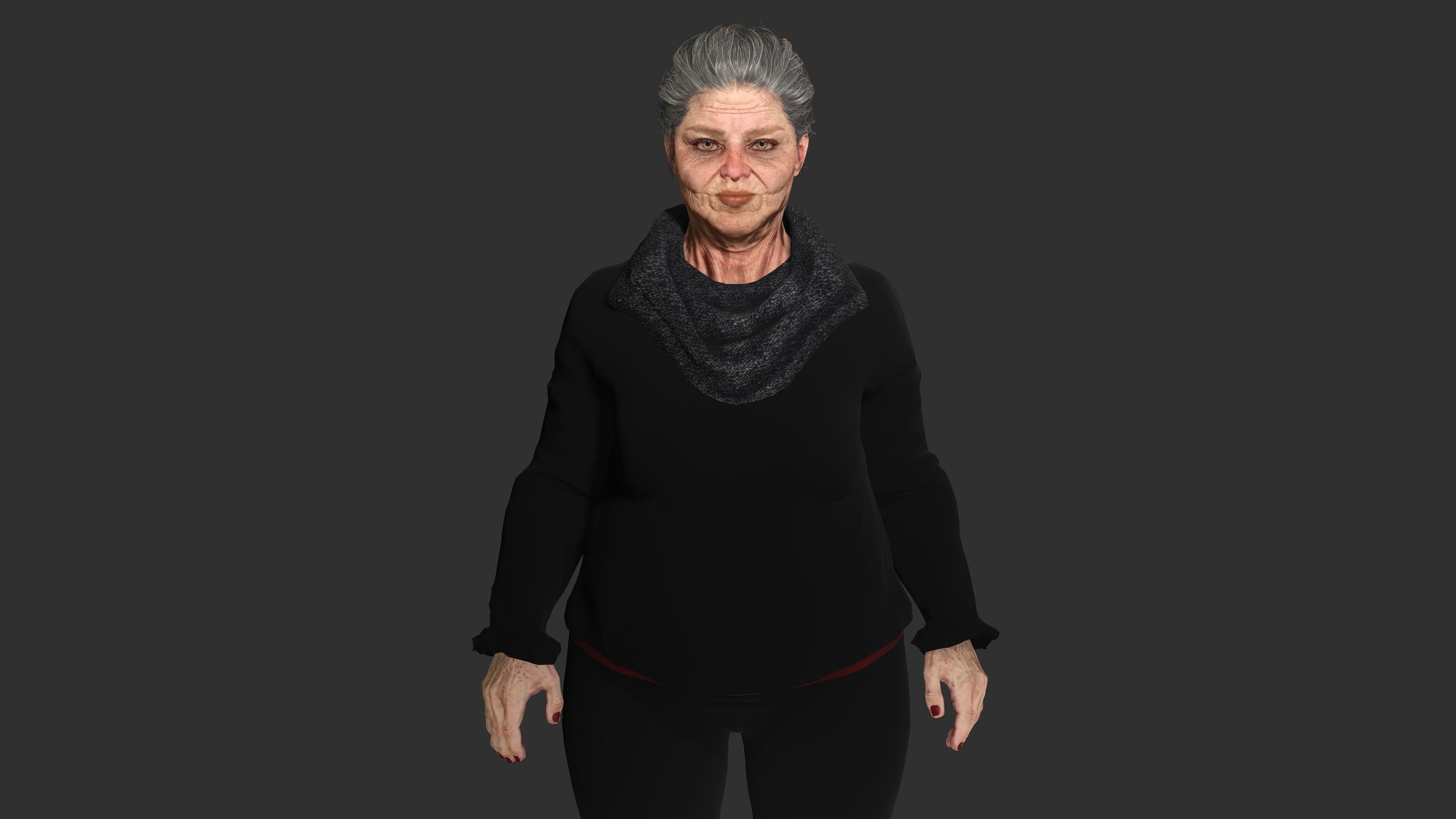 Grandma Nina Ver 2 - AAA Old Woman Realistic Character  Low-poly 3D model_3