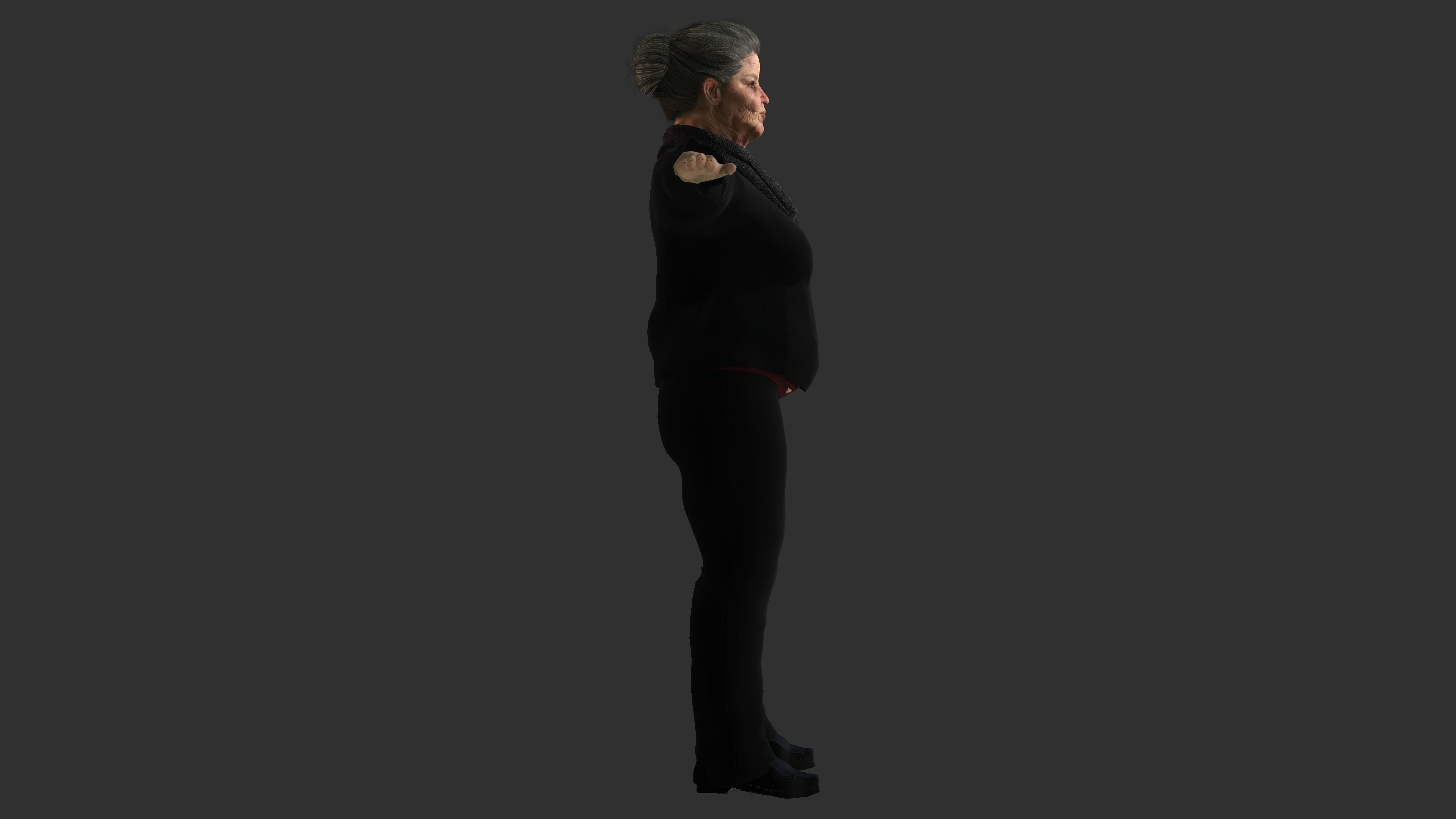 Grandma Nina Ver 2 - AAA Old Woman Realistic Character  Low-poly 3D model_13