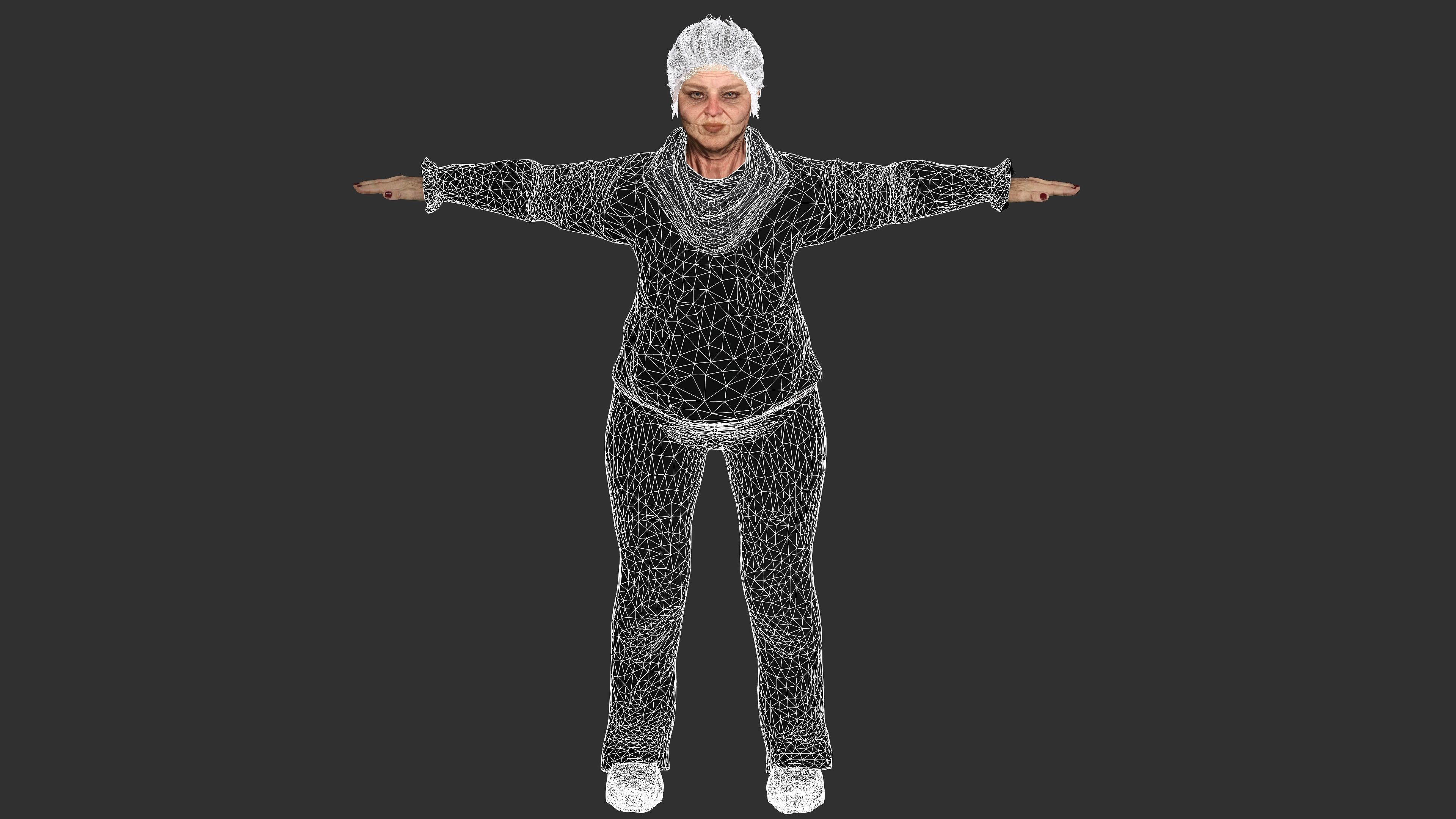 Grandma Nina Ver 2 - AAA Old Woman Realistic Character  Low-poly 3D model_11