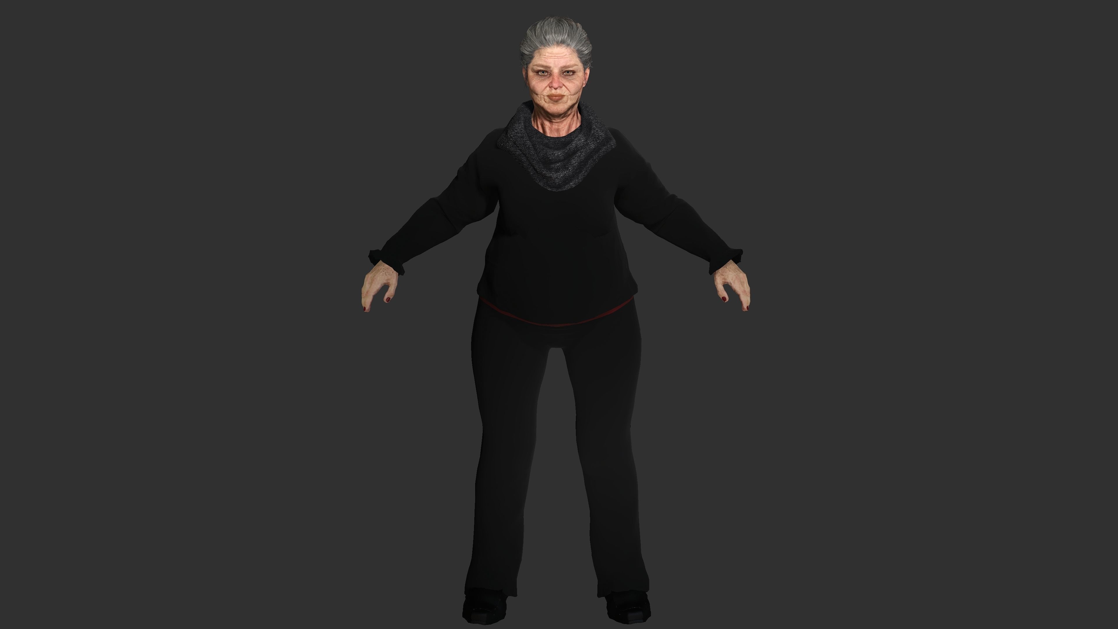 Grandma Nina Ver 2 - AAA Old Woman Realistic Character  Low-poly 3D model_6