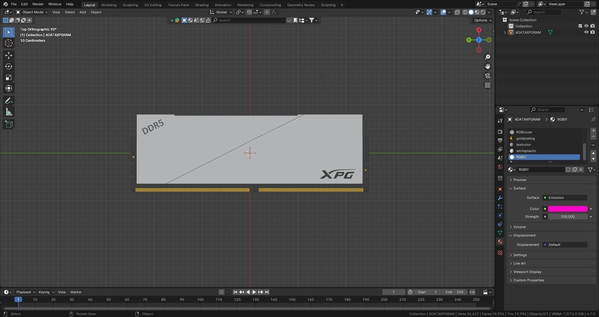 A-DATA  XPG RAM RGB DDR5 3D model_5