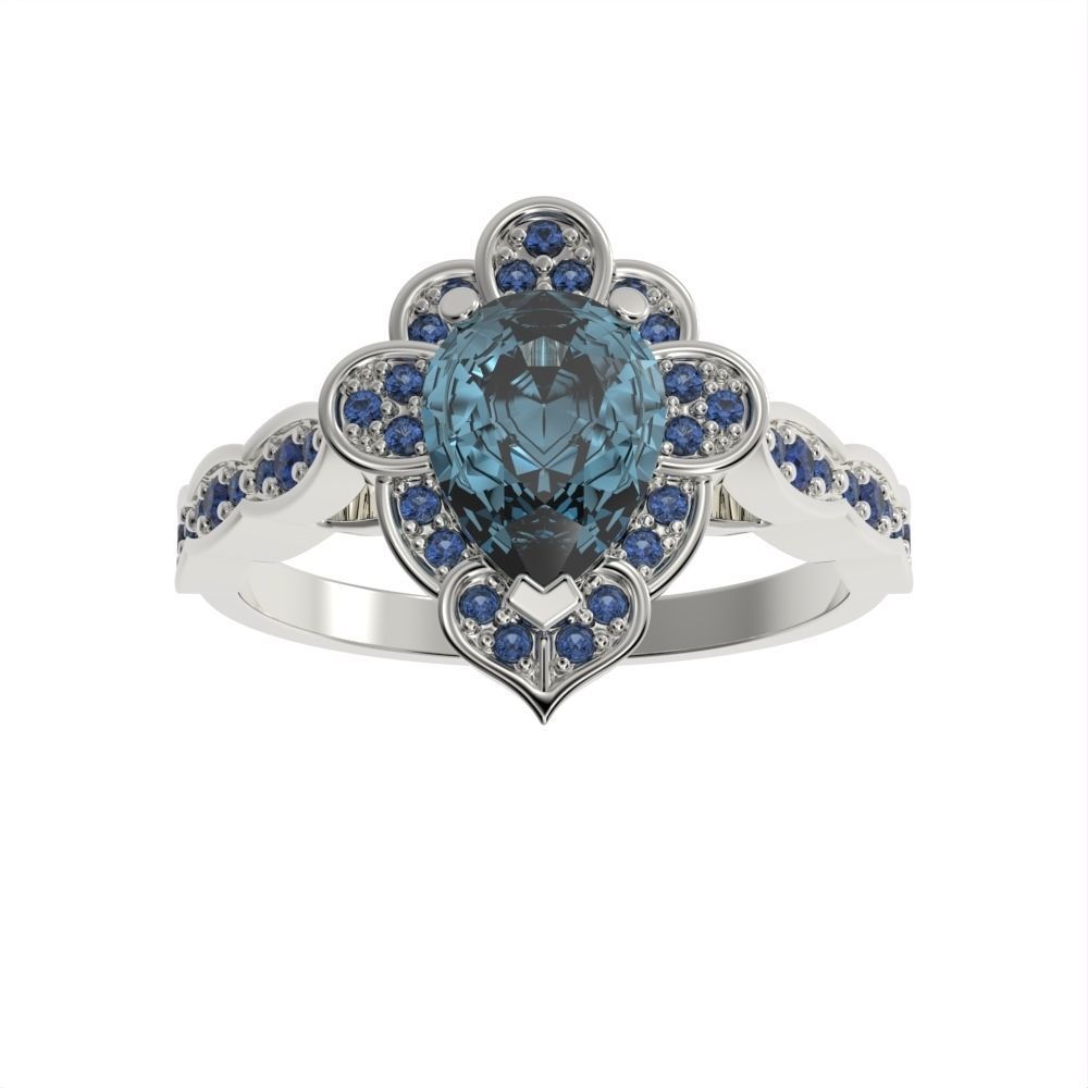 Pear halo ring 3D print model_1