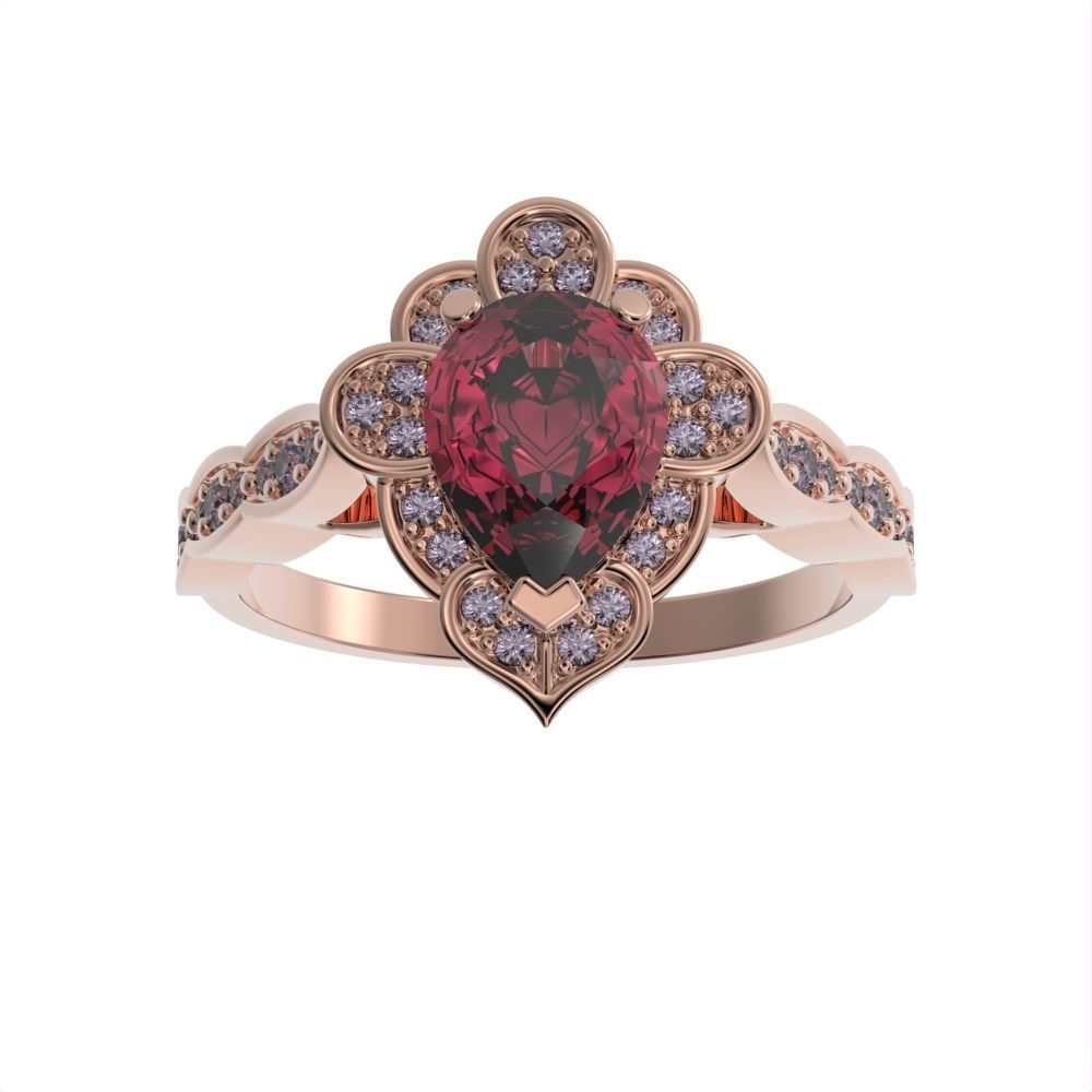 Pear halo ring 3D print model_19