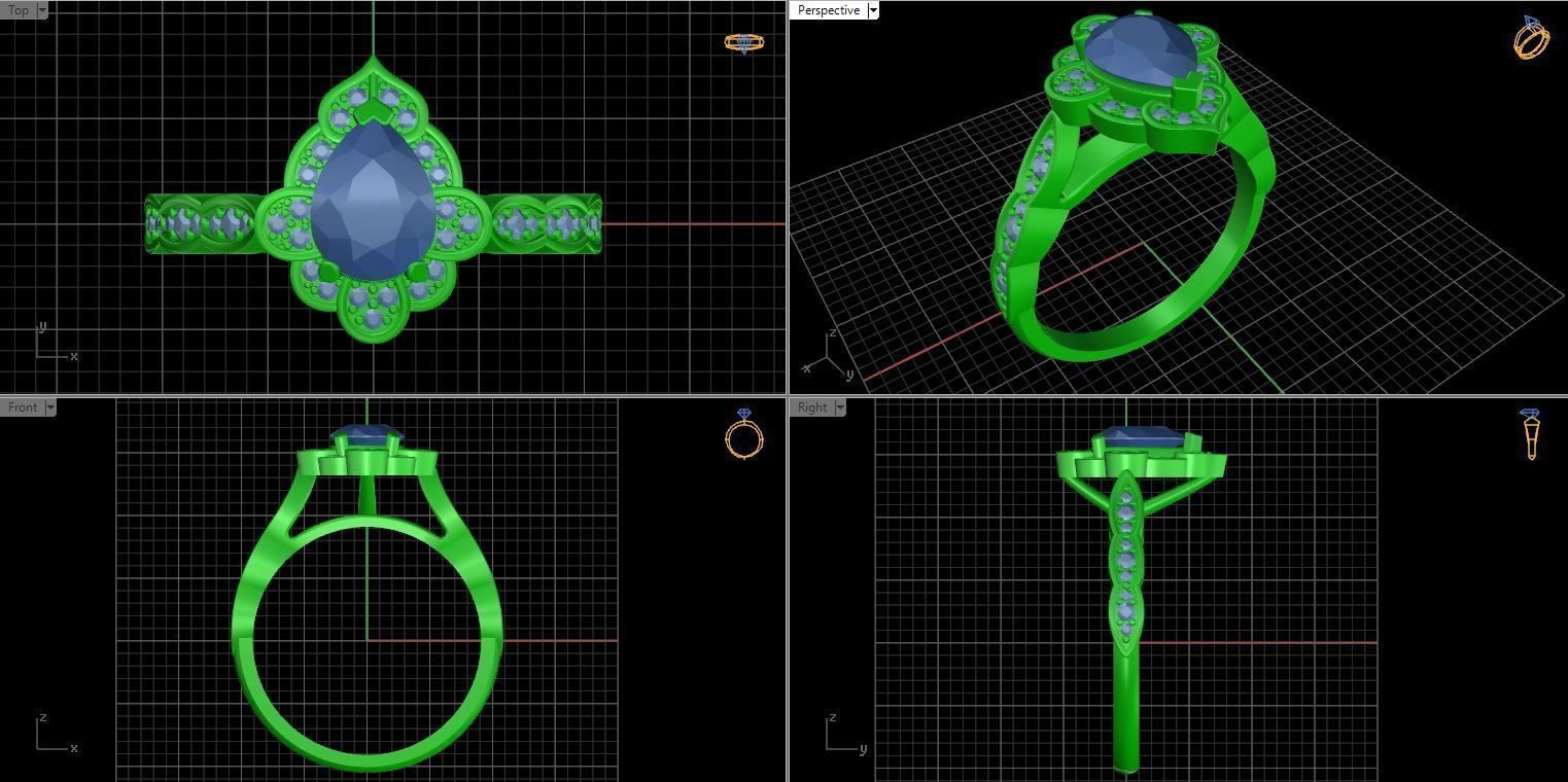 Pear halo ring 3D print model_9