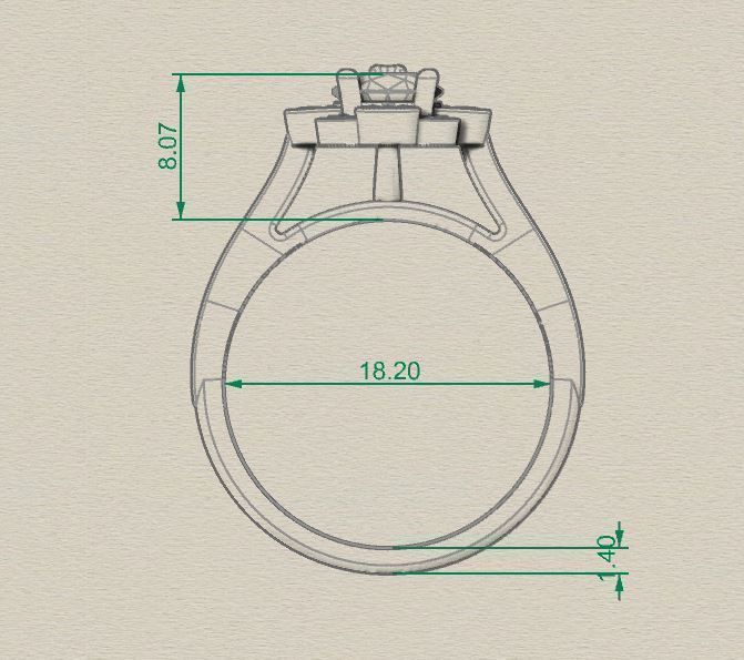 Pear halo ring 3D print model_5