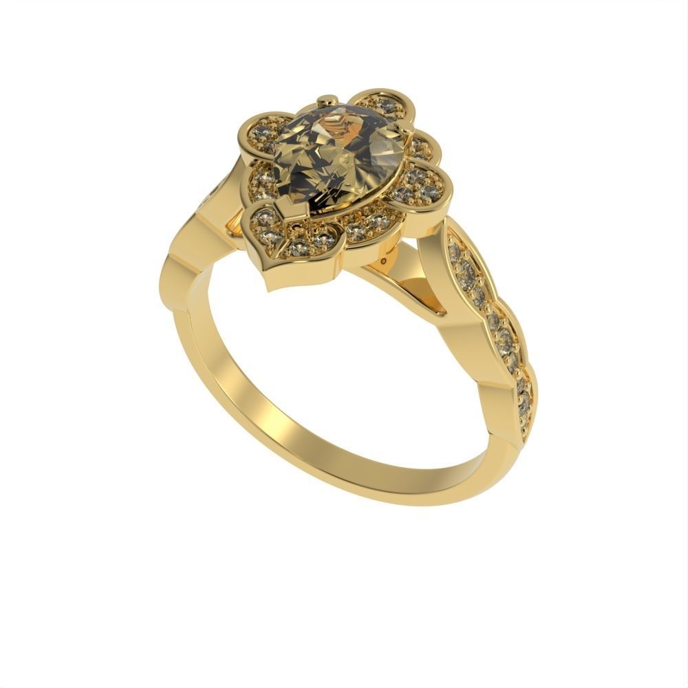 Pear halo ring 3D print model_11