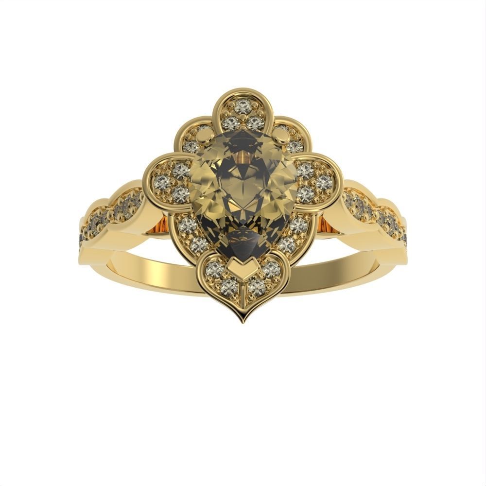 Pear halo ring 3D print model_10