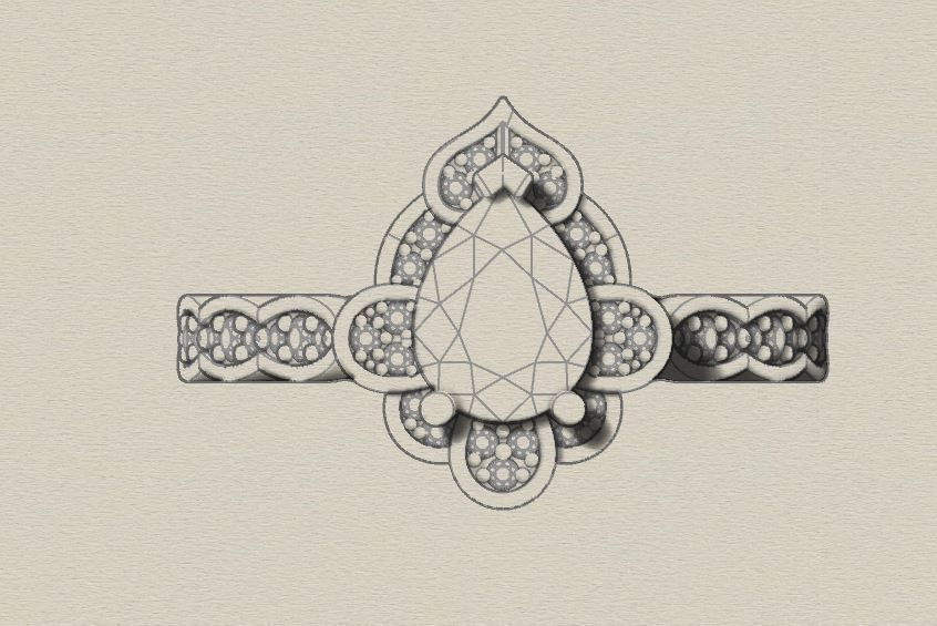 Pear halo ring 3D print model_26