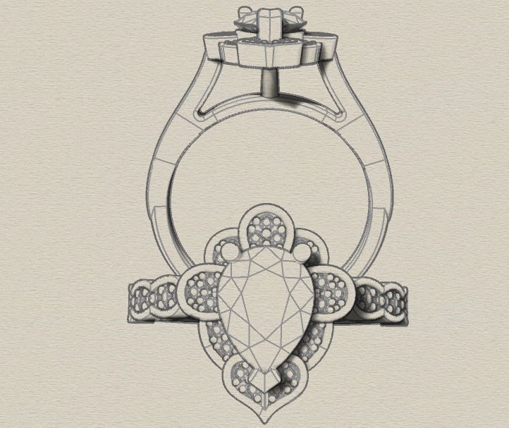 Pear halo ring 3D print model_24
