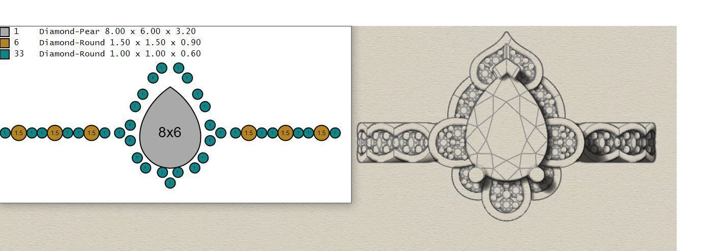 Pear halo ring 3D print model_7