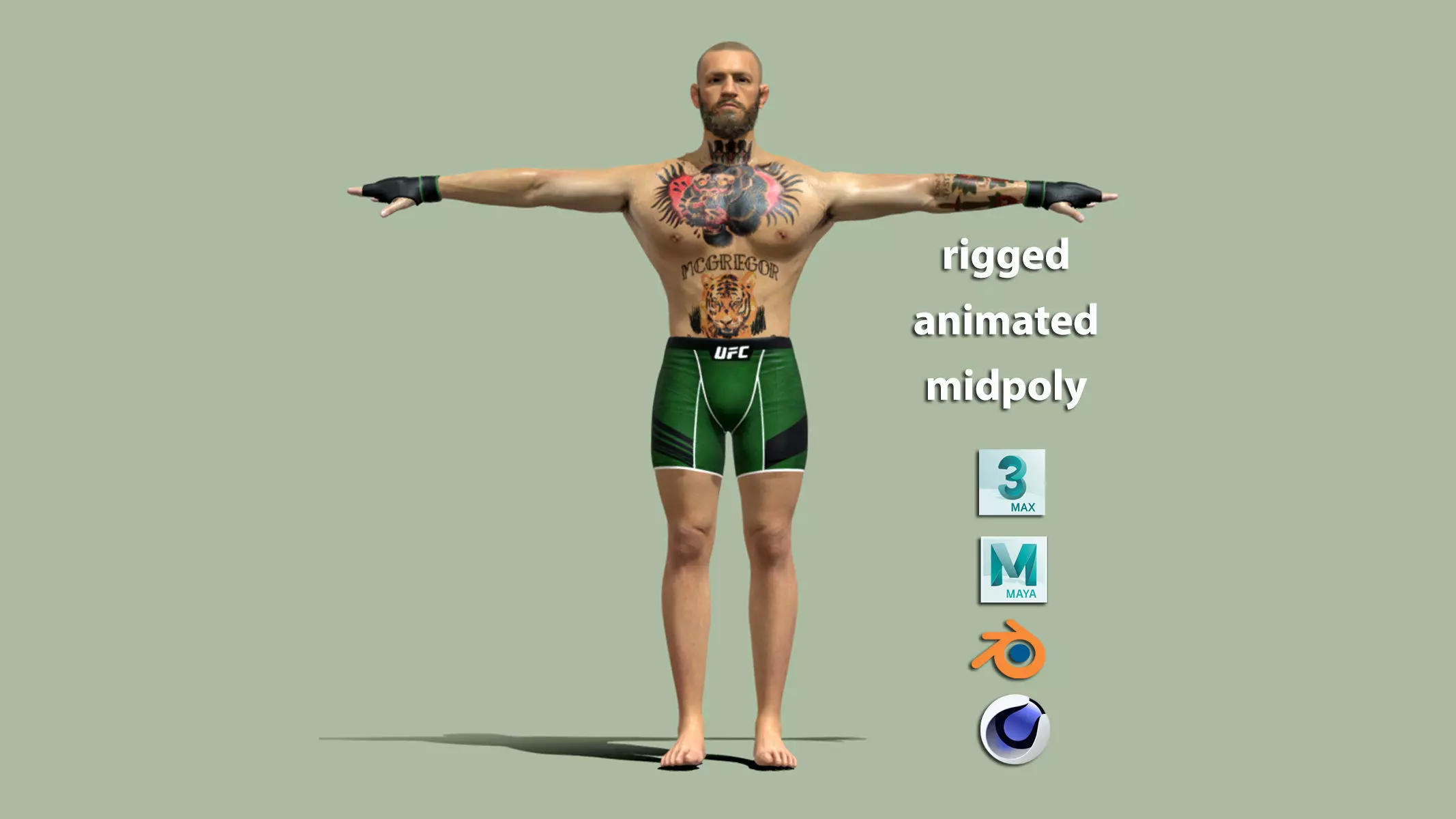 T-Pose Rigged Conor Mcgregor UFC 3D model_0